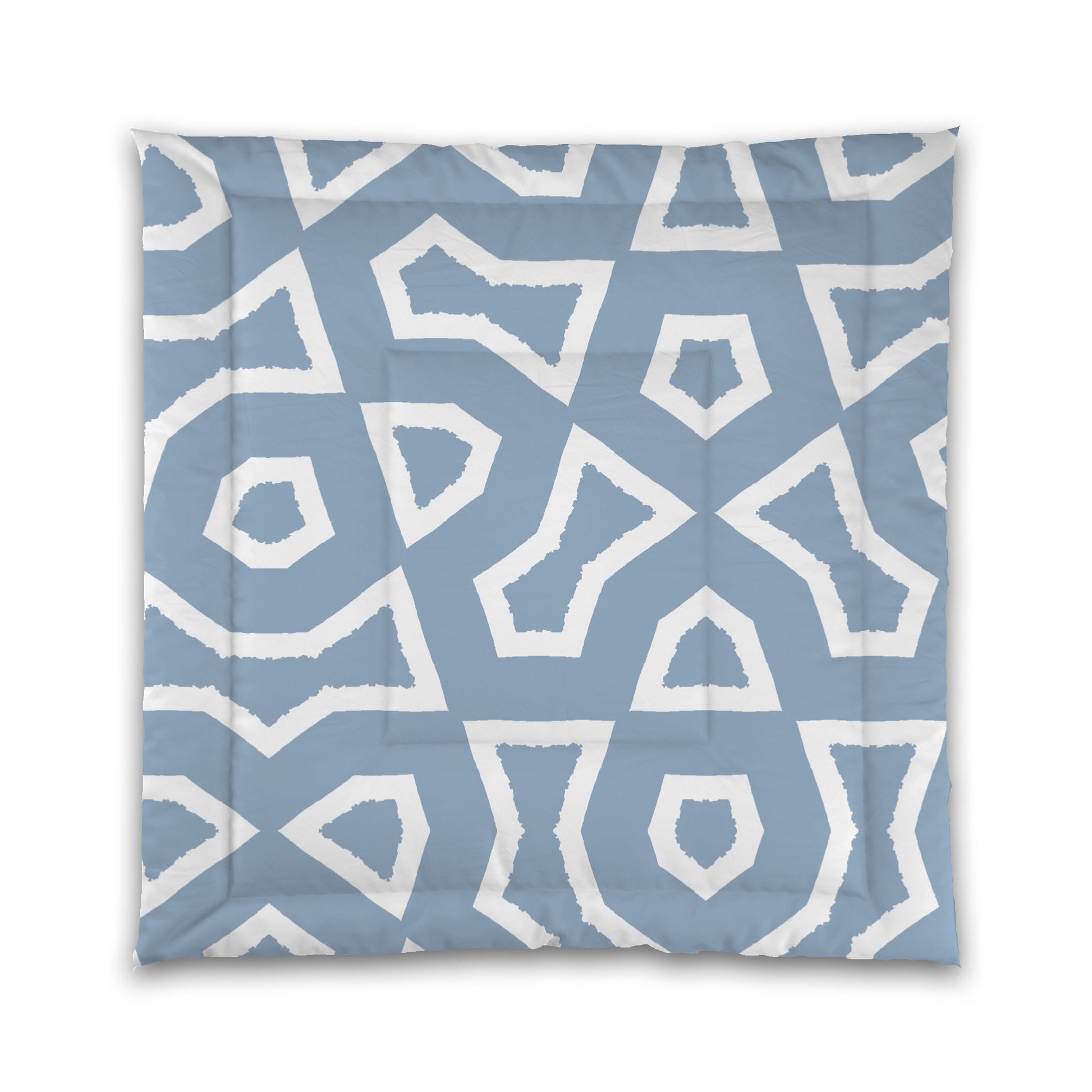 Blue Microfiber Comforter, Bold White Graphic, Queen (width x length) 88 x 88 inches / 224 x 224 cm