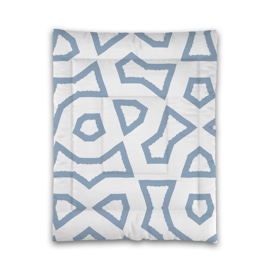 White Microfiber Comforter, Bold Blue Graphic, Twin (width x length) 68 x 88 inches / 173 x 224 cm