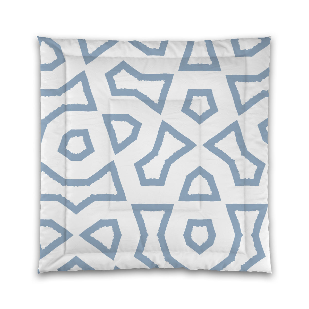 White Microfiber Comforter with Blue Labyrinth Print | Queen - 88 x 88 inches