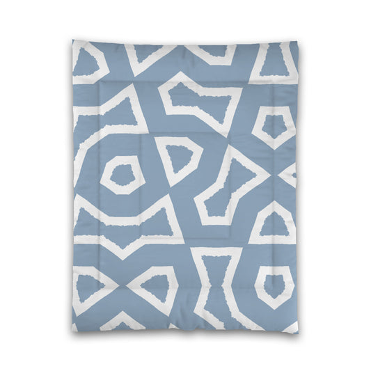 Blue Microfiber Comforter, Bold White Graphic, Twin (width x length) 68 x 88 inches / 173 x 224 cm