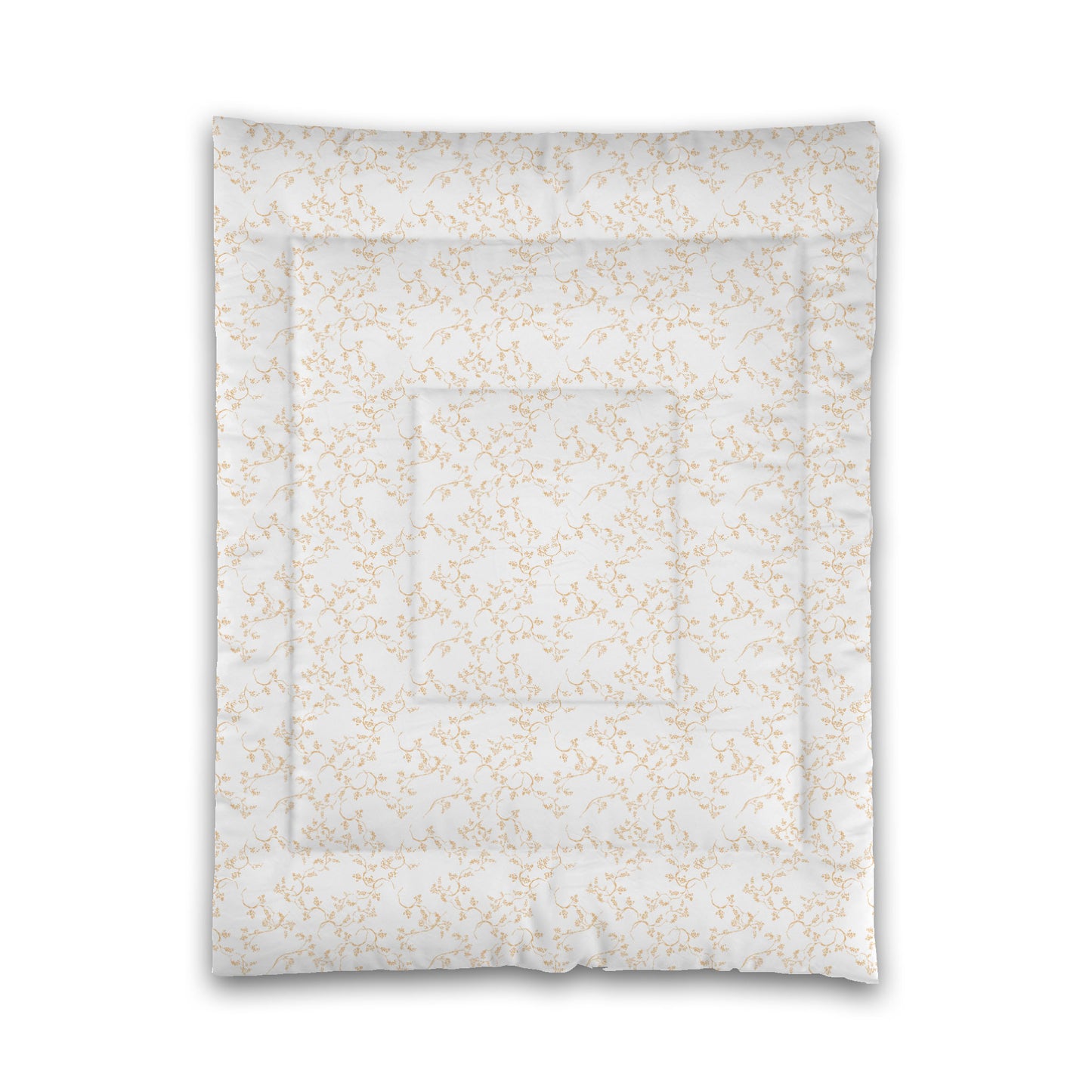 White Microfiber Comforter, Pale Orange Hand-painted Vine Print, Twin (width x length) 68 x 88 inches / 173 x 224 cm