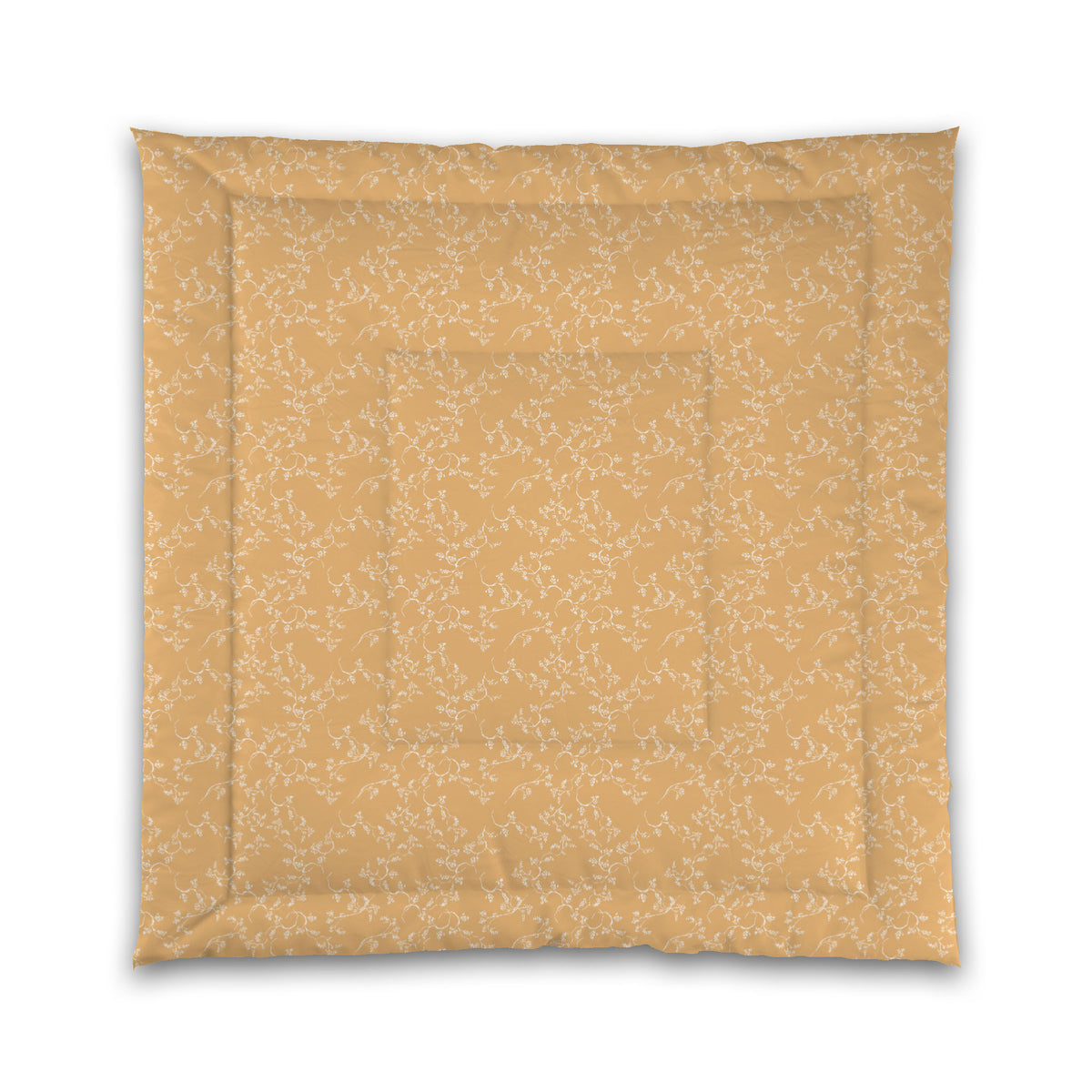 Pale Orange Microfiber Comforter with White Hand-painted Vine Print | Queen - 88 x 88 inches