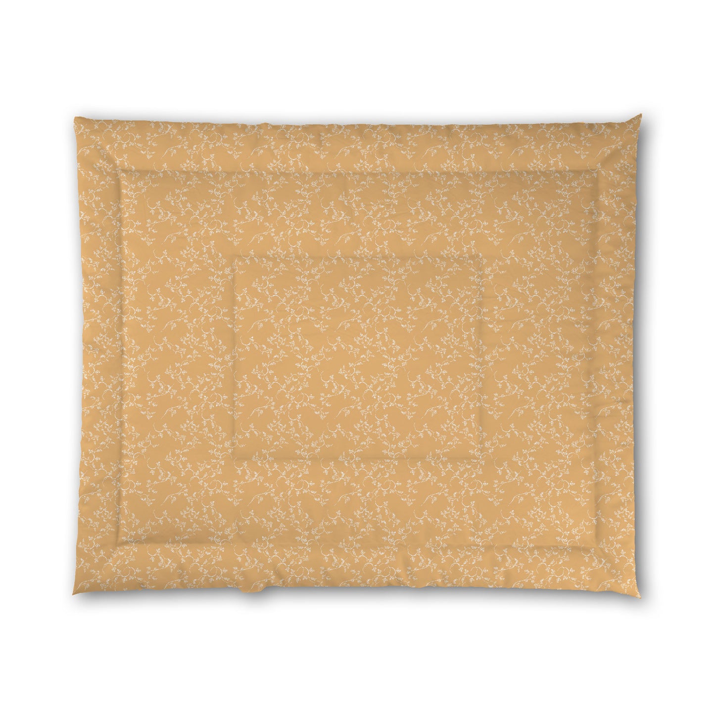 Pale Orange Microfiber Comforter, White Hand-painted Vine Print, King (width x length) 104 x 88 inches / 264 x 224 cm