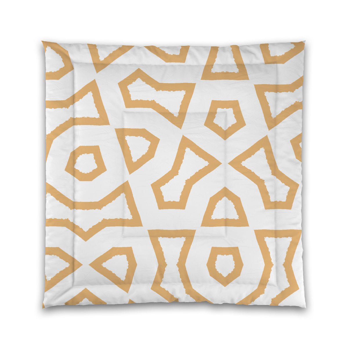 White Microfiber Comforter with Pale Orange Labyrinth Print | Queen - 88 x 88 inches