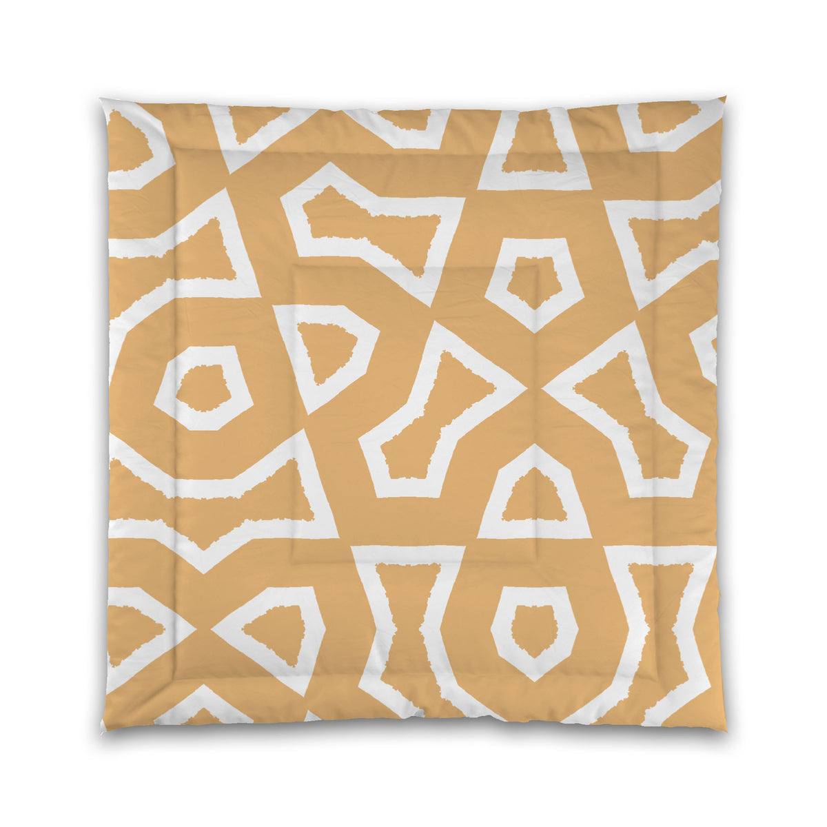 Pale Orange Microfiber Comforter with White Labyrinth Print | Queen - 88 x 88 inches