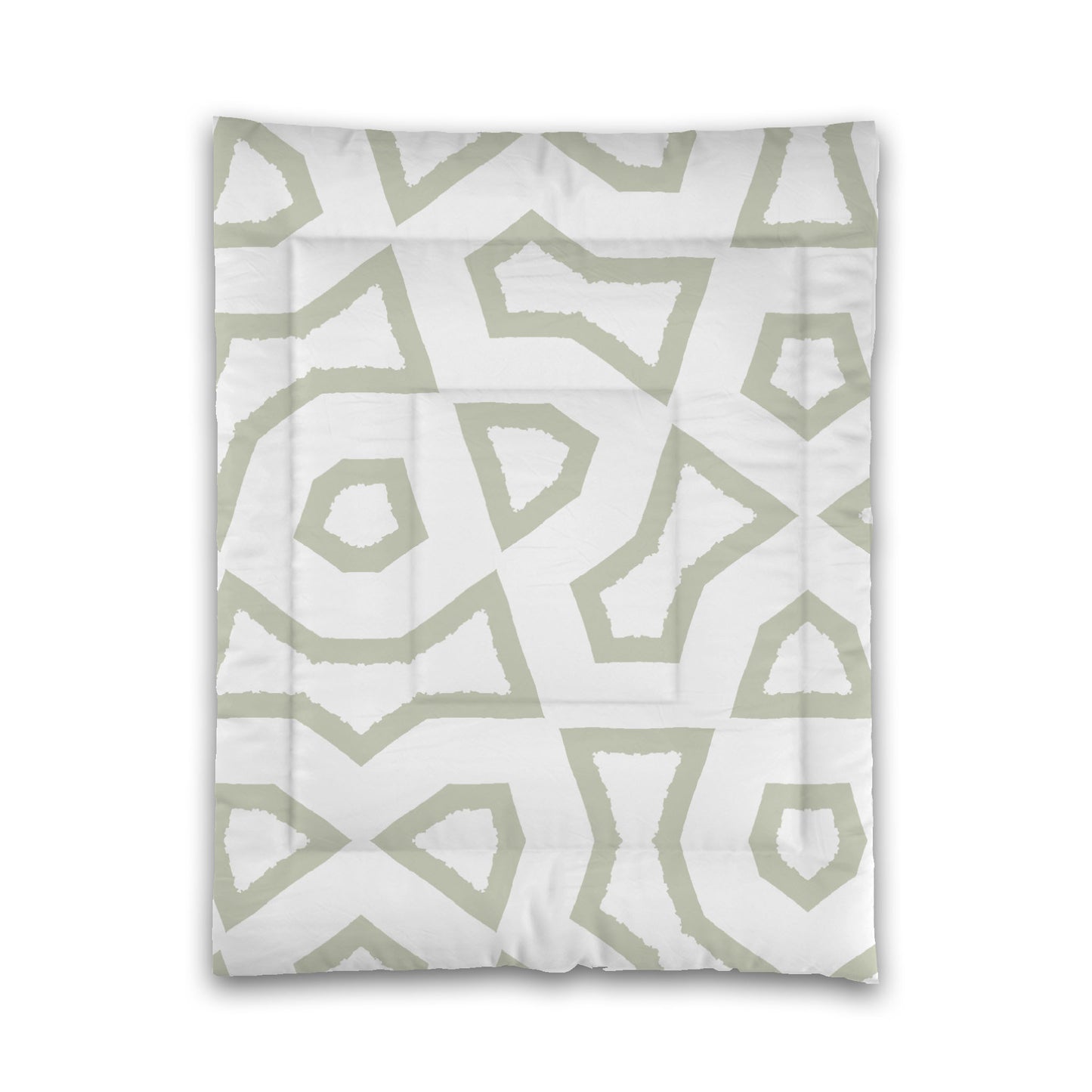 White Microfiber Comforter, Bold Pale Green Graphic, Twin (width x length) 68 x 88 inches / 173 x 224 cm