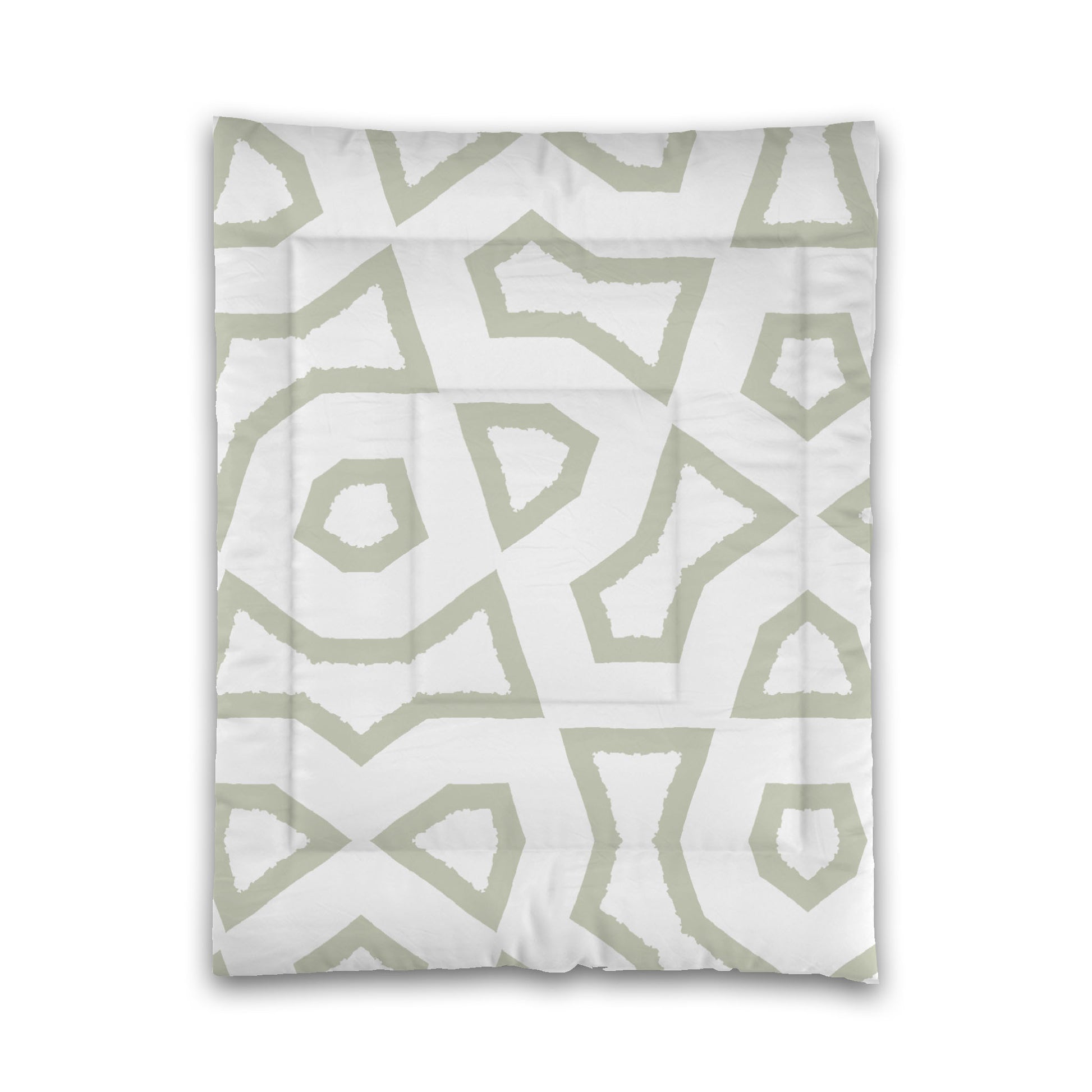 White Microfiber Comforter, Bold Pale Green Graphic, Twin (width x length) 68 x 88 inches / 173 x 224 cm