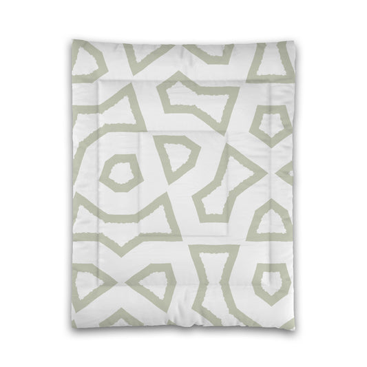 White Microfiber Comforter, Bold Pale Green Graphic, Twin (width x length) 68 x 88 inches / 173 x 224 cm