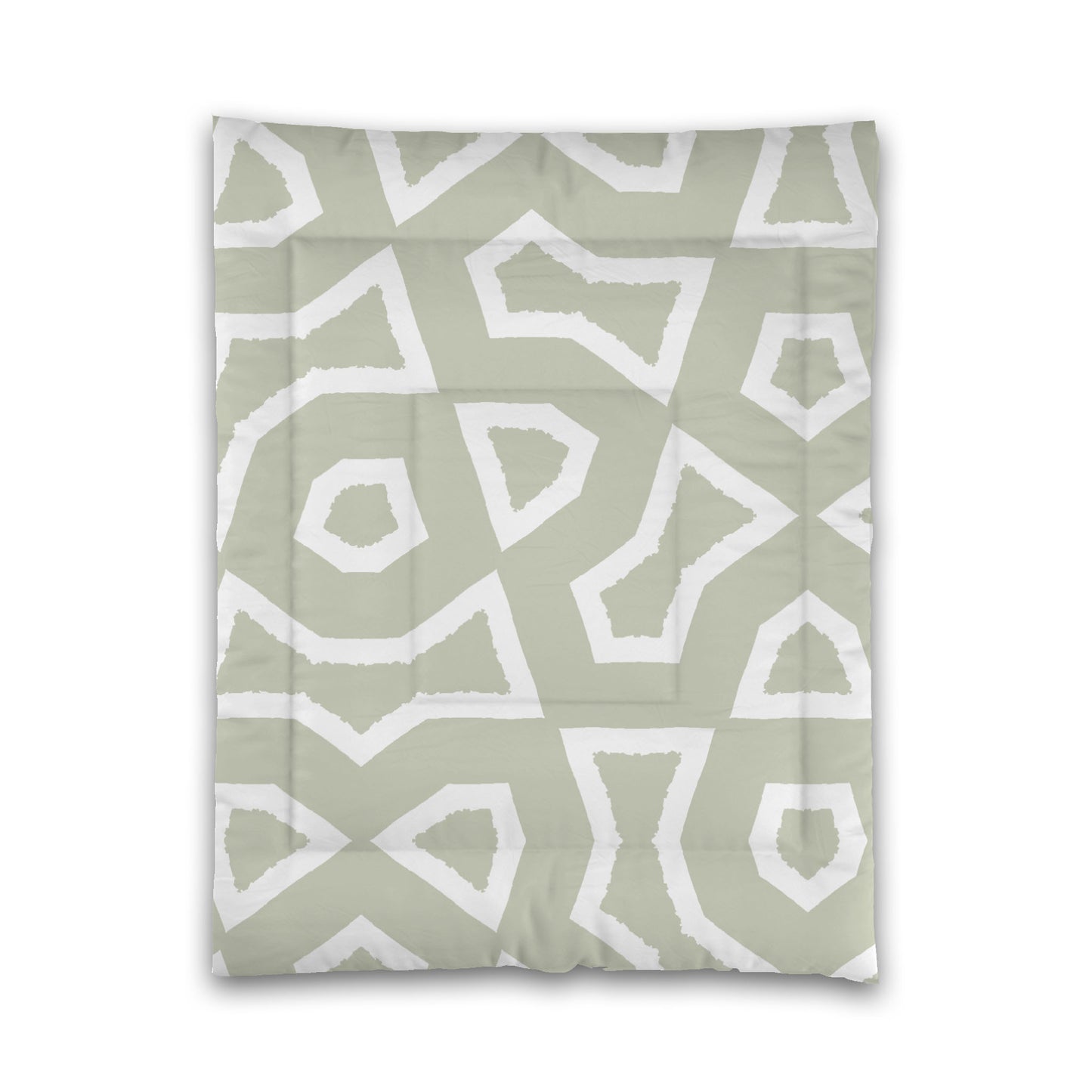 Pale Green Microfiber Comforter, Bold White Graphic, Twin (width x length) 68 x 88 inches / 173 x 224 cm