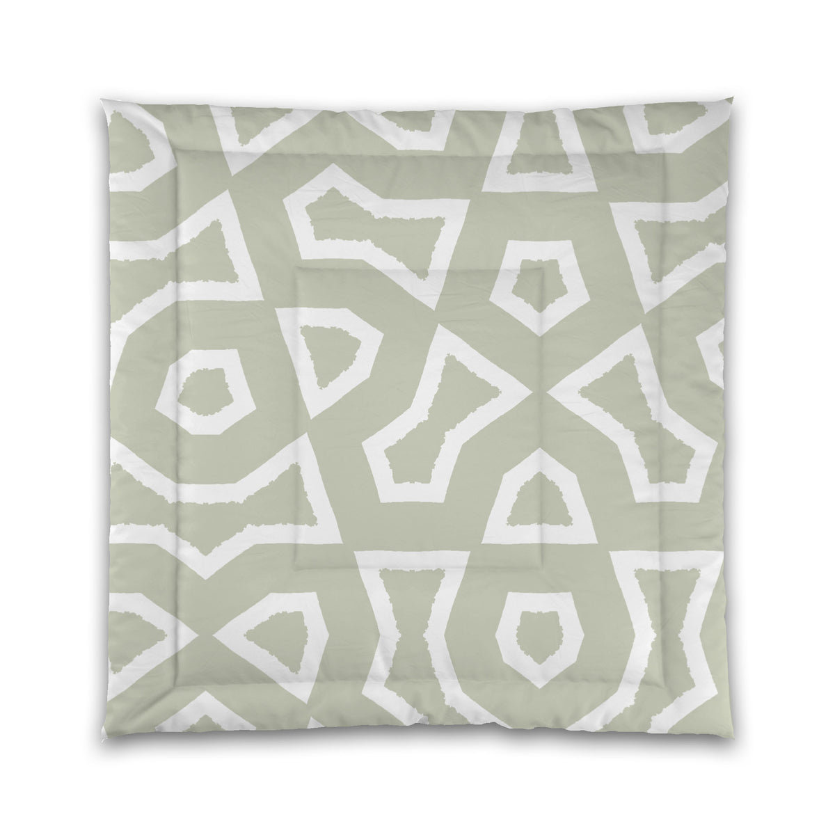Pale Green Microfiber Comforter with White Labyrinth Print | Queen - 88 x 88 inches