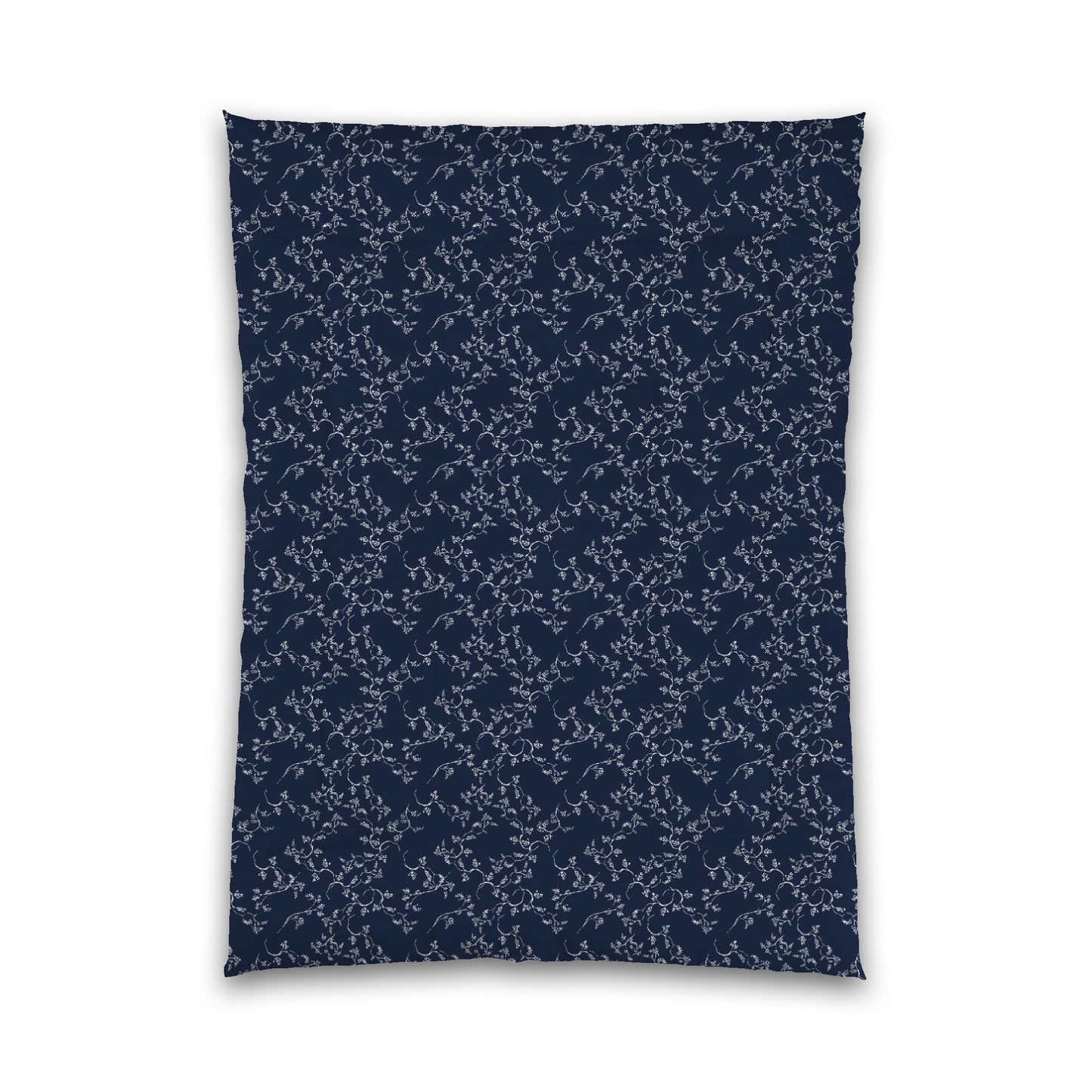 Navy Blue Microfiber Comforter, White Hand-painted Vine Print, Twin XL (width x length) 68 x 92 inches /  173 x 234 cm