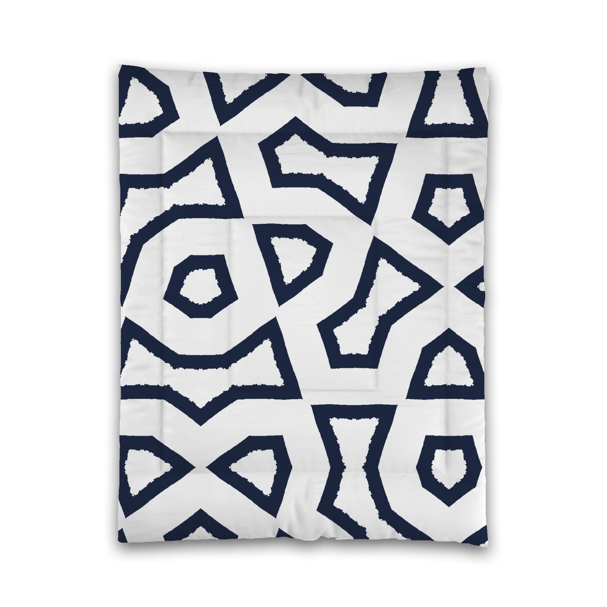 White Microfiber Comforter, Bold Navy Blue Graphic, Twin (width x length) 68 x 88 inches / 173 x 224 cm