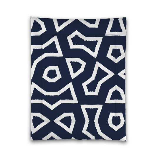 Navy Blue Microfiber Comforter, Bold White Graphic, Twin (width x length) 68 x 88 inches / 173 x 224 cm