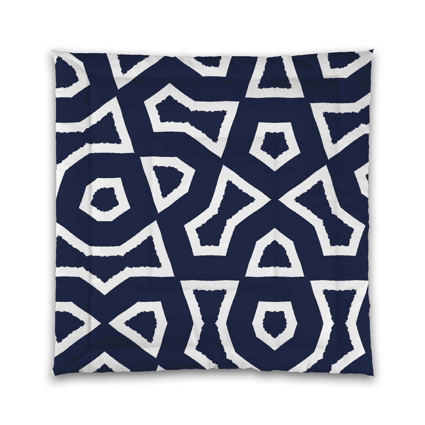 Navy Blue Microfiber Comforter, Bold White Graphic, Queen (width x length) 88 x 88 inches / 224 x 224 cm
