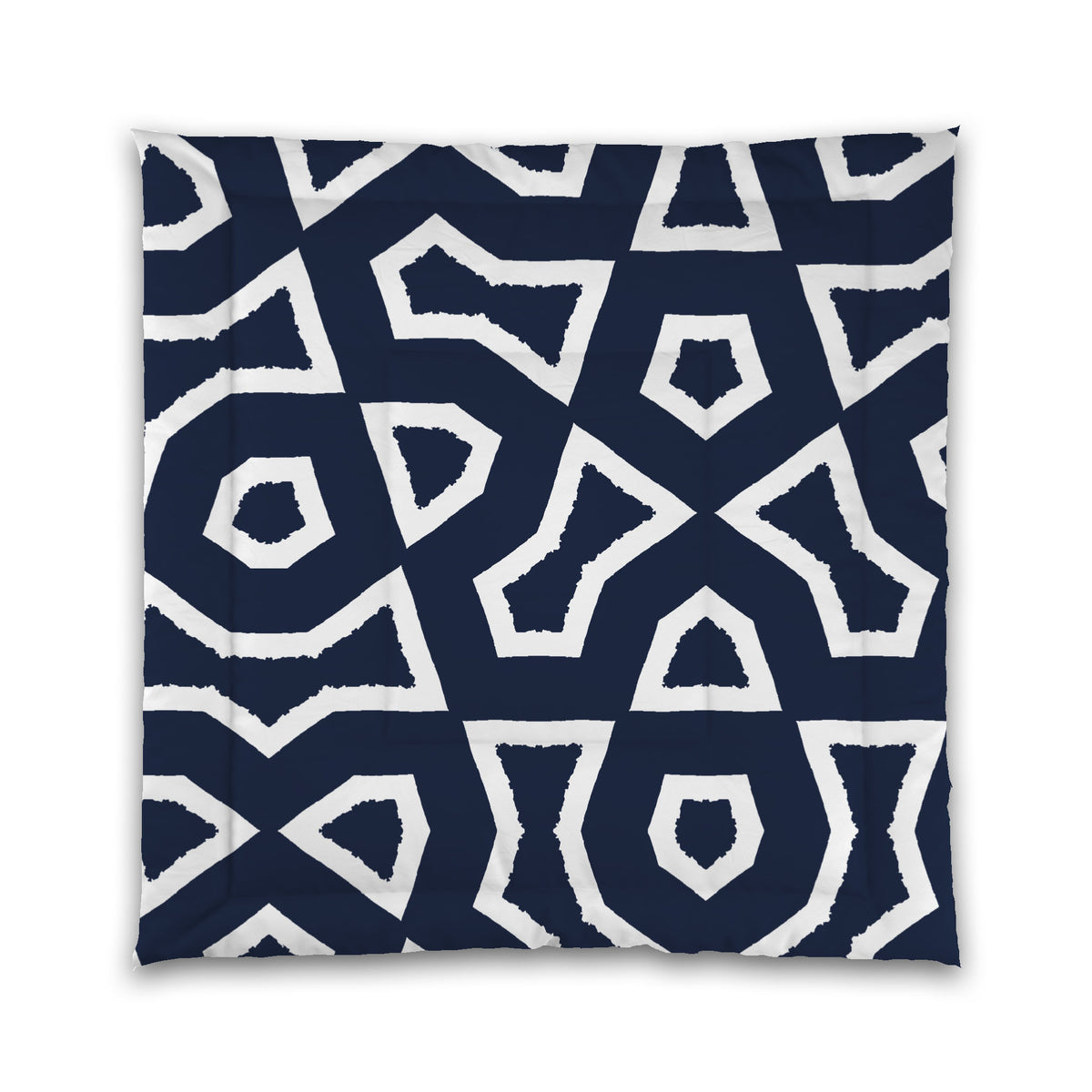 Navy Blue Microfiber Comforter with White Labyrinth Print | Queen - 88 x 88 inches