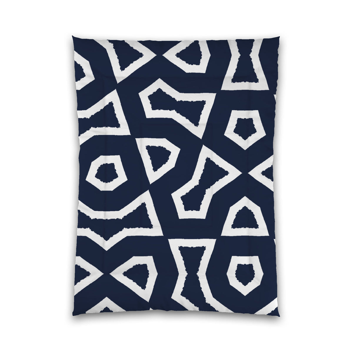 Navy Blue Microfiber Comforter with White Labyrinth Print | Twin XL - 68 x 92 inches