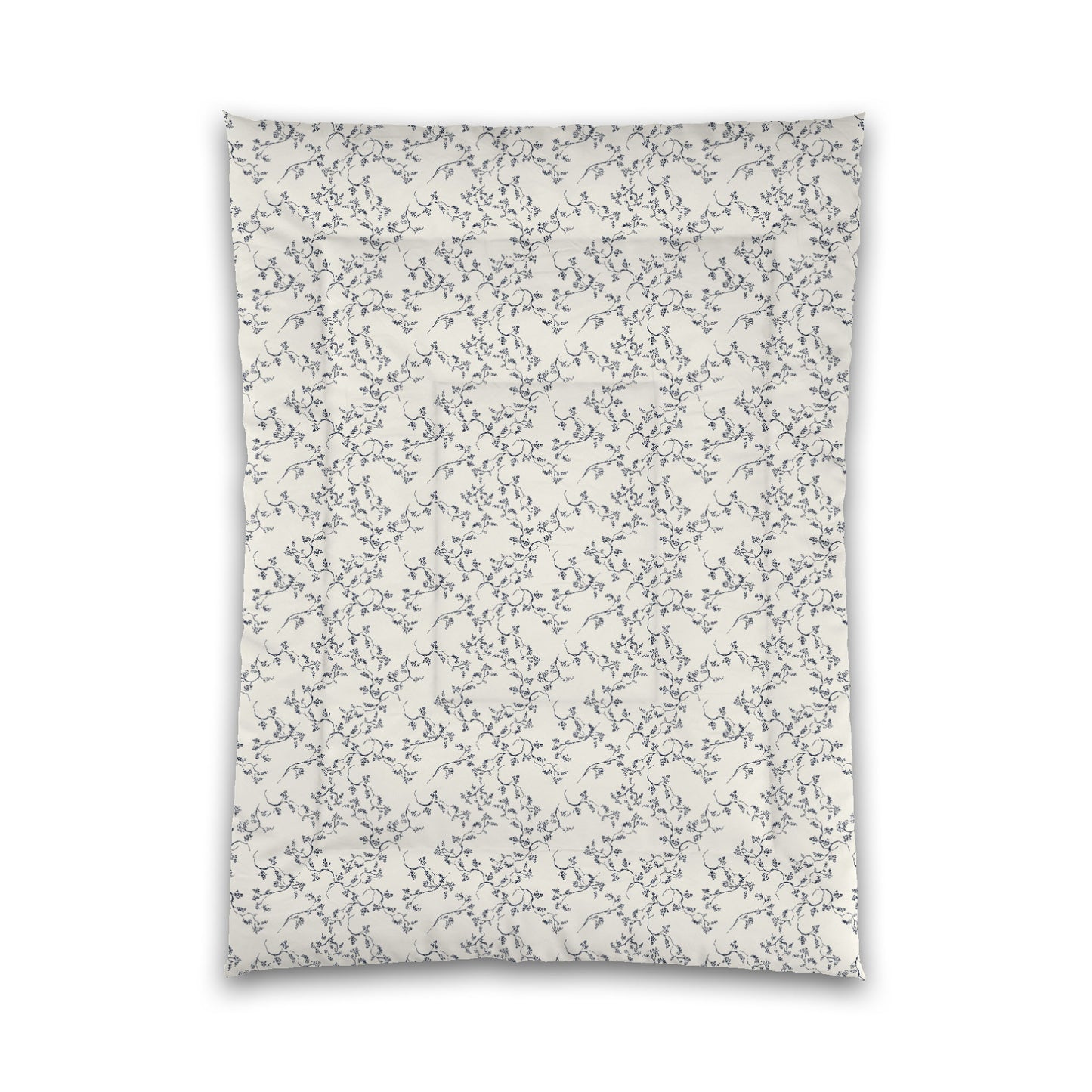 Pale Cream Microfibre Comforter, Navy Blue Hand-painted Vine Print, Twin XL (width x length) 68 x 92 inches /  173 x 234 cm