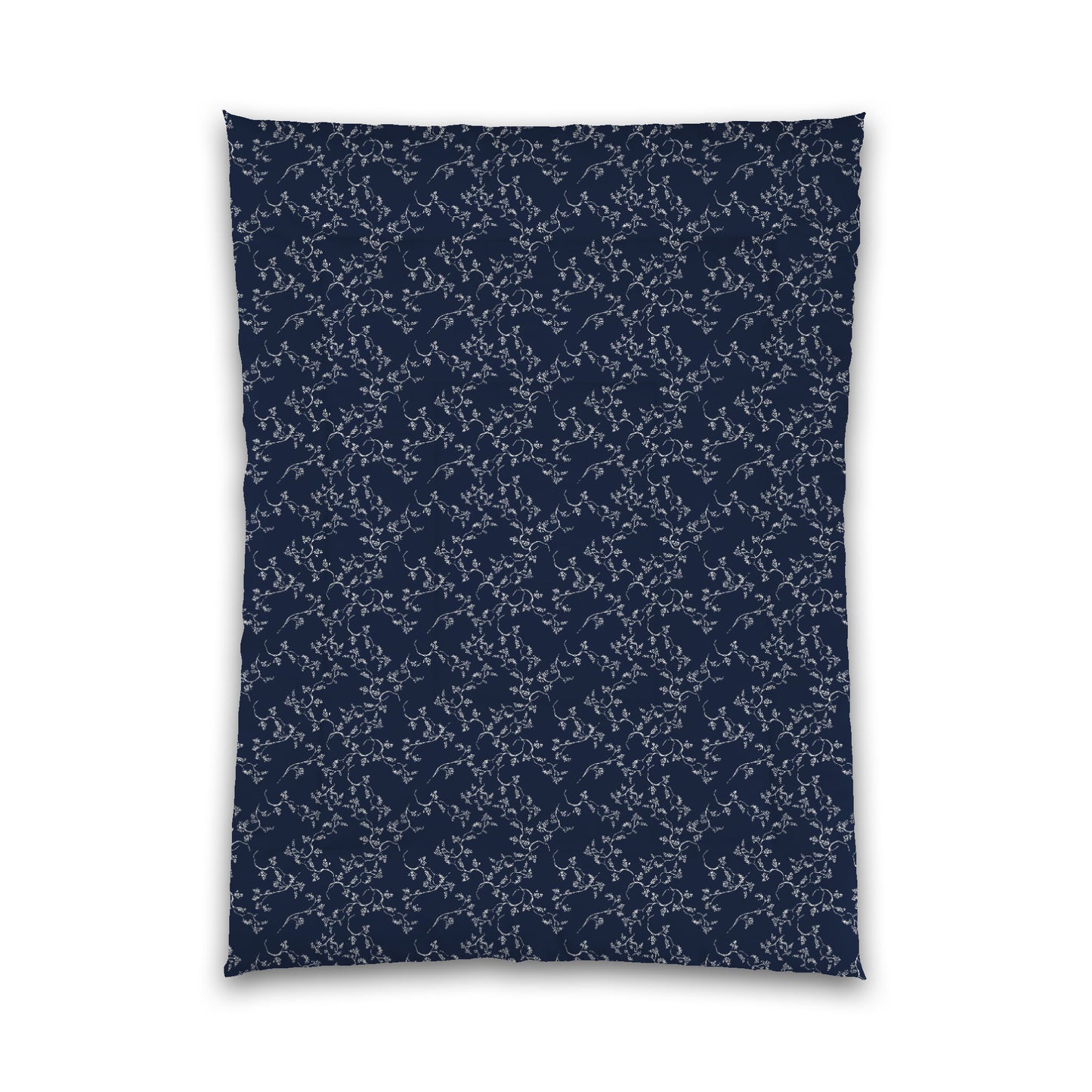 Navy Blue Microfiber Comforter, Pale Cream Hand-painted Vine Print, Twin XL (width x length) 68 x 92 inches /  173 x 234 cm