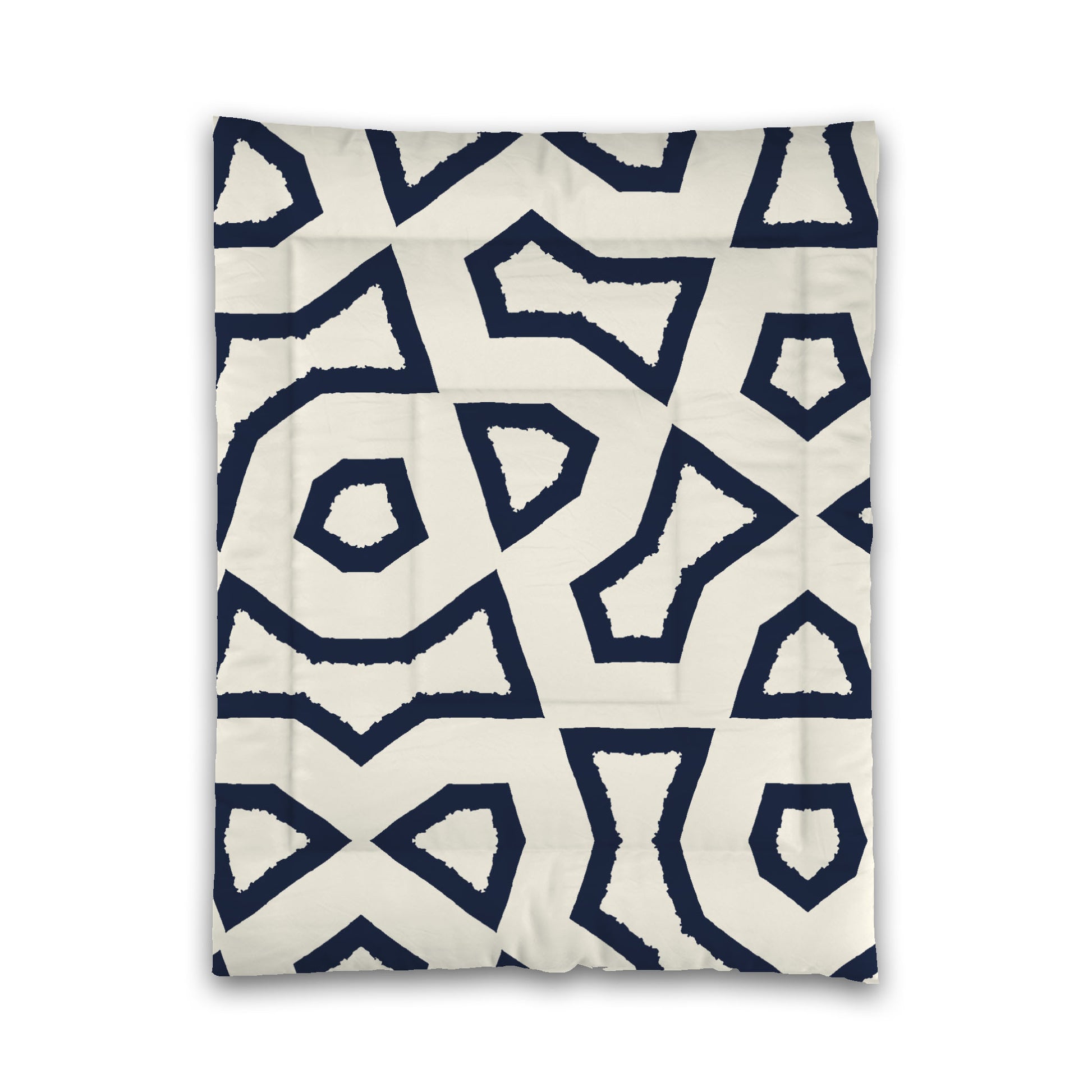 Pale Cream Microfibre Comforter, Bold Navy Blue Graphic, Twin (width x length) 68 x 88 inches / 173 x 224 cm