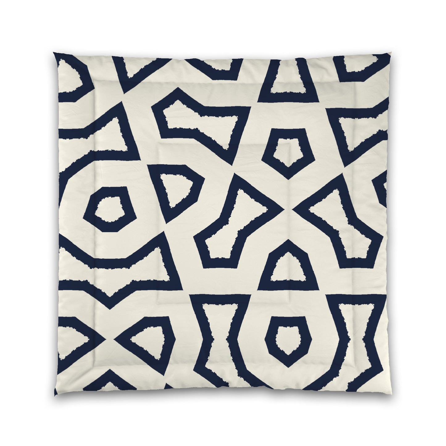 Pale Cream Microfibre Comforter, Bold Navy Blue Graphic, Queen (width x length) 88 x 88 inches / 224 x 224 cm