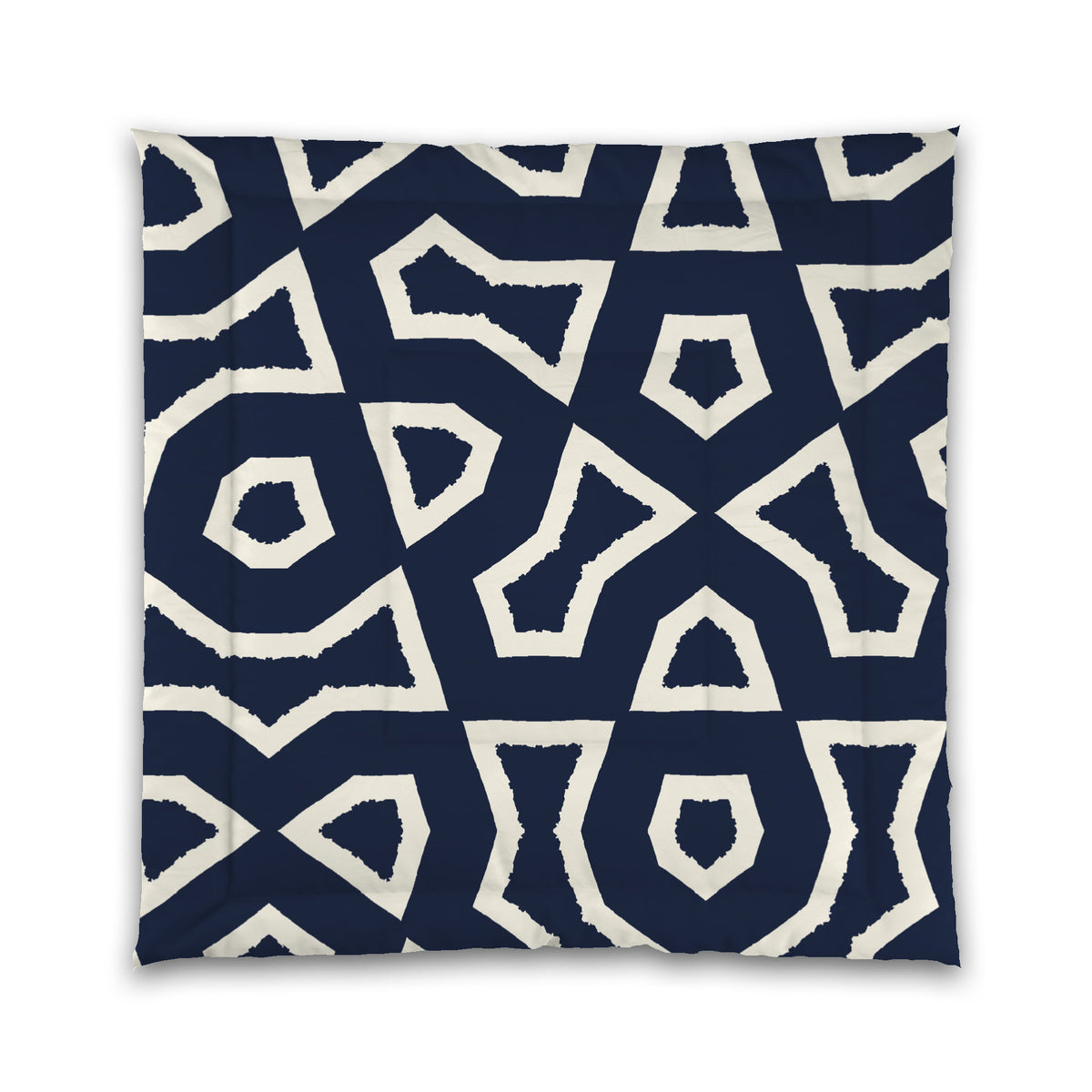 Navy Blue Microfiber Comforter with Pale Cream Labyrinth Print | Queen - 88 x 88 inches