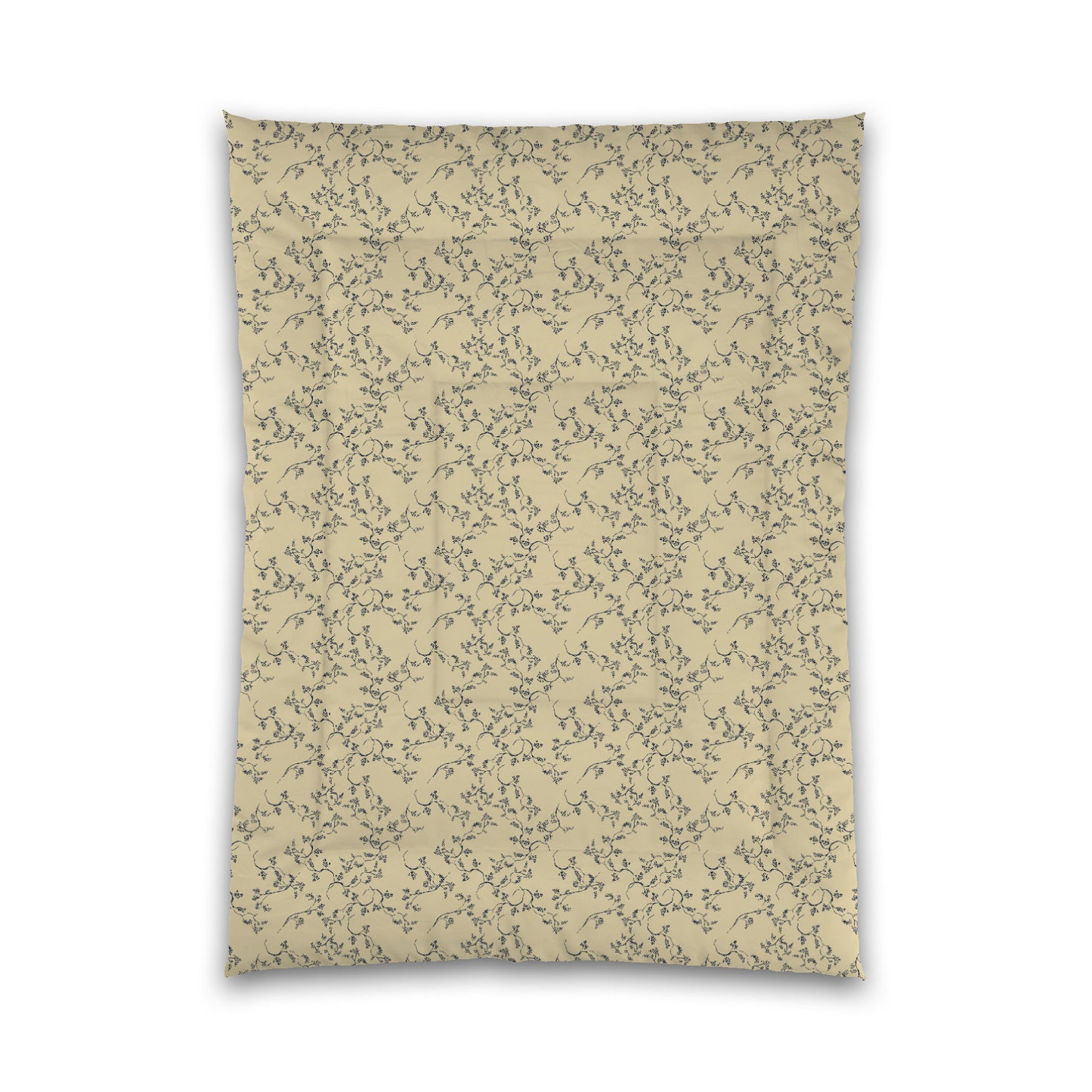 Desert Sand Microfibre Comforter, Navy Blue Hand-painted Vine Print, Twin XL (width x length) 68 x 92 inches /  173 x 234 cm