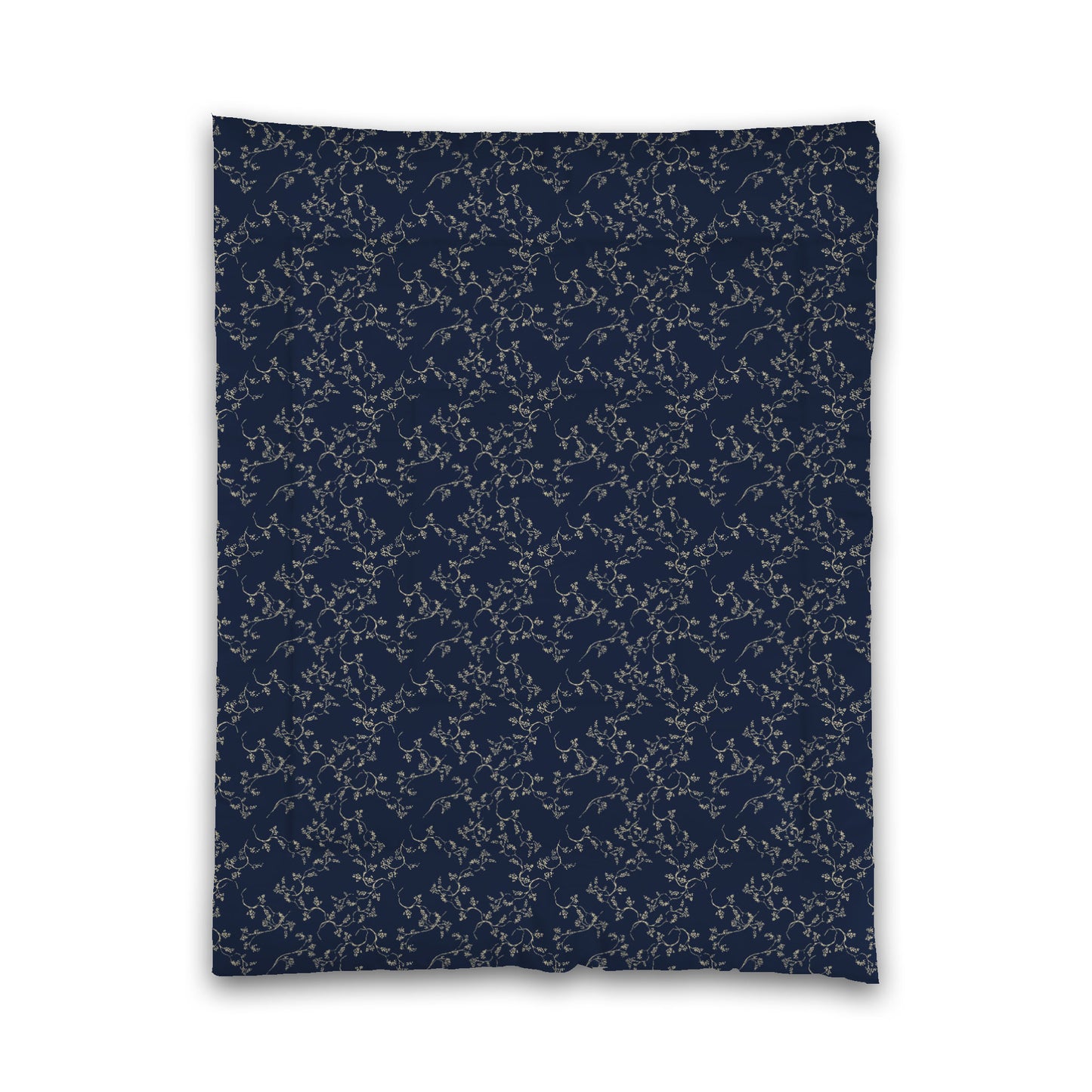 Navy Blue Microfiber Comforter, Desert Sand Hand-painted Vine Print, Twin (width x length) 68 x 88 inches / 173 x 224 cm