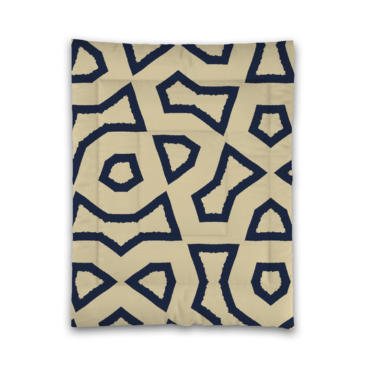Desert Sand Microfibre Comforter, Bold Navy Blue Graphic, Twin (width x length) 68 x 88 inches / 173 x 224 cm