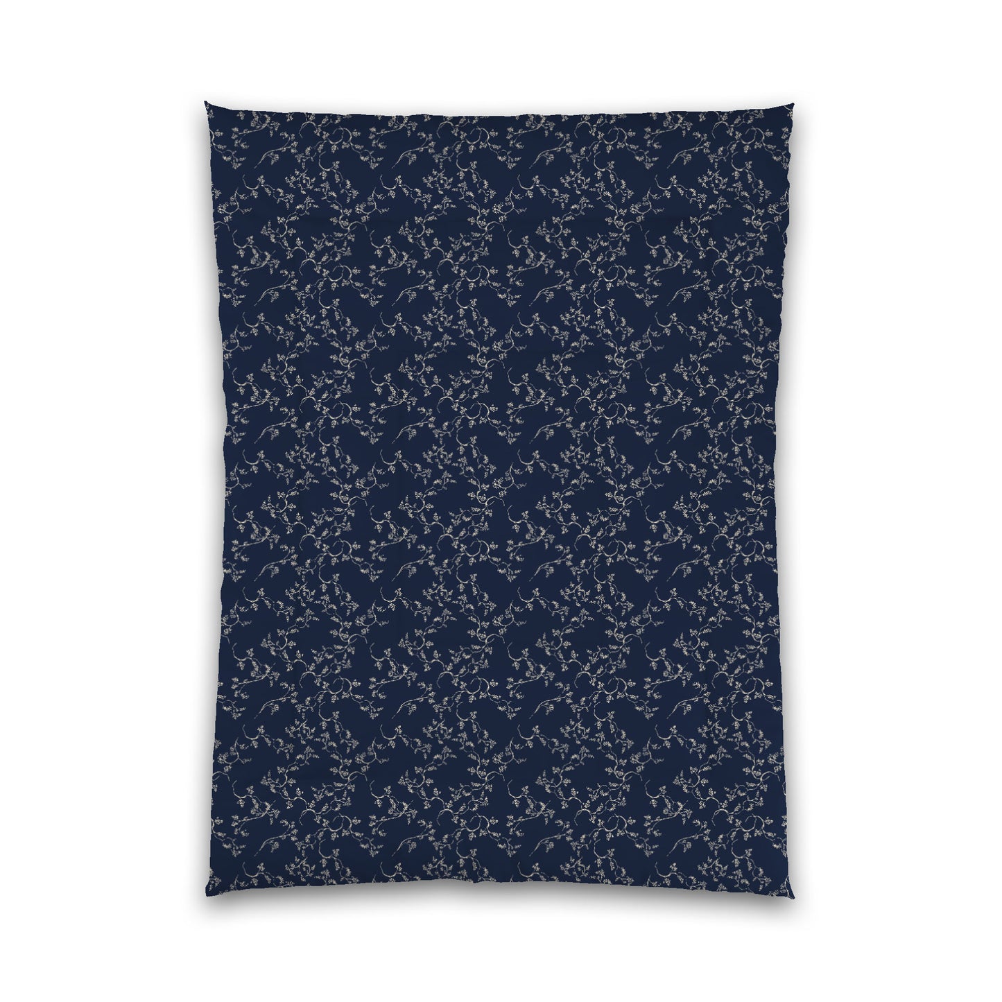 Navy Blue Microfiber Comforter, Beige Hand-painted Vine Print, Twin XL (width x length) 68 x 92 inches /  173 x 234 cm
