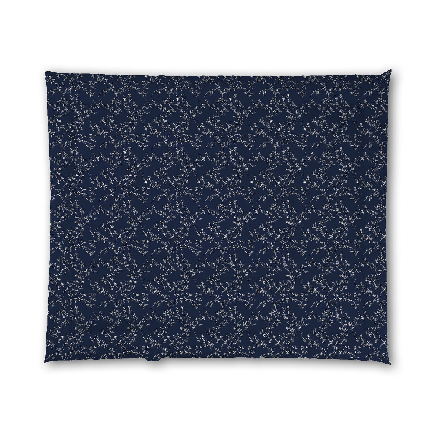 Navy Blue Microfiber Comforter, Beige Hand-painted Vine Print, King (width x length) 104 x 88 inches / 264 x 224 cm