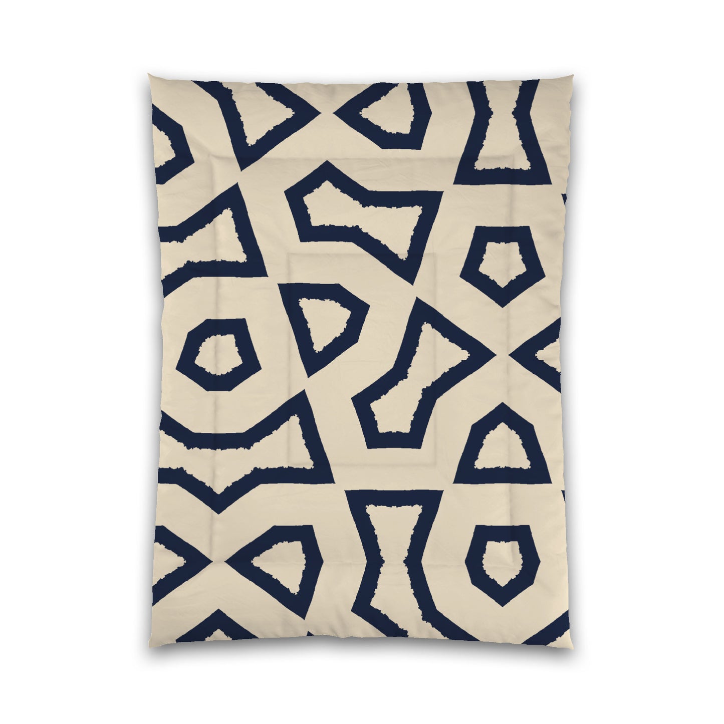 Beige Microfiber Comforter, Bold Navy Blue Graphic, Twin (width x length) 68 x 88 inches / 173 x 224 cm