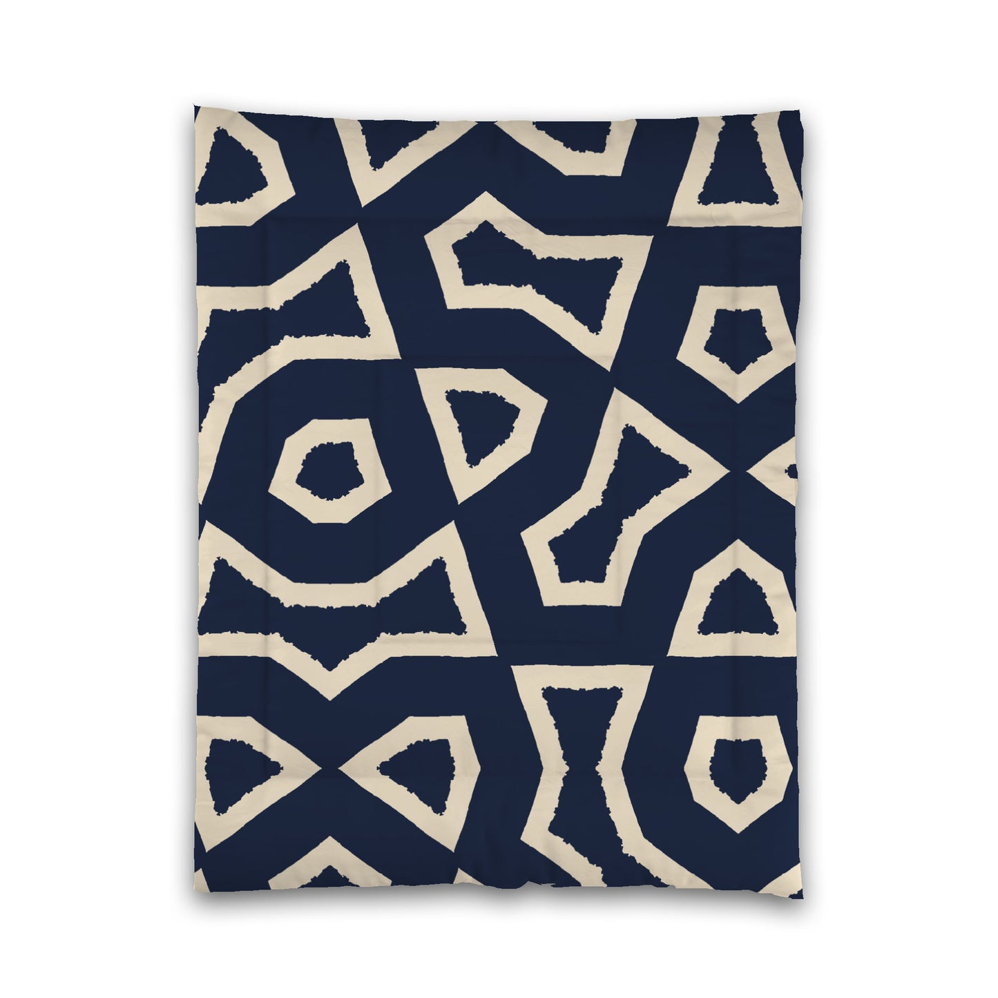 Navy Blue Microfiber Comforter, Bold Beige Graphic, Twin XL (width x length) 68 x 92 inches /  173 x 234 cm