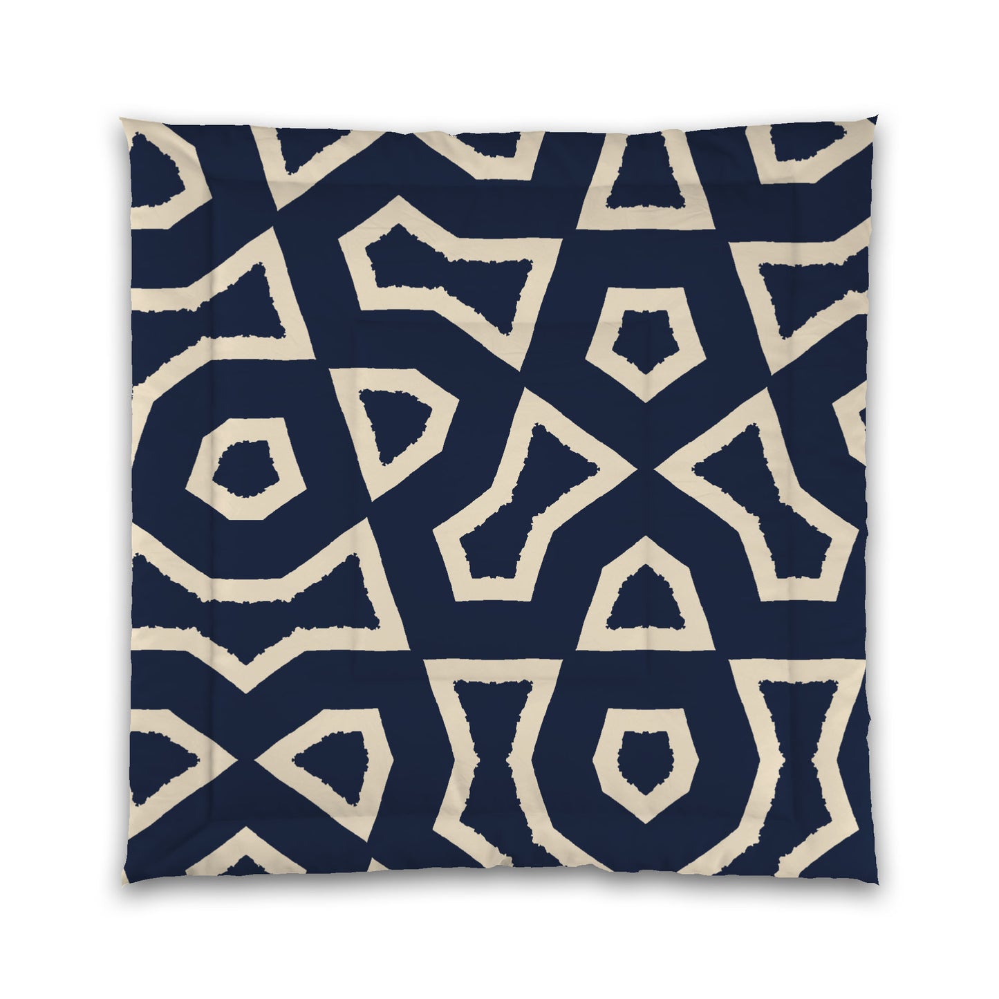 Navy Blue Microfiber Comforter, Bold Beige Graphic, Queen (width x length) 88 x 88 inches / 224 x 224 cm