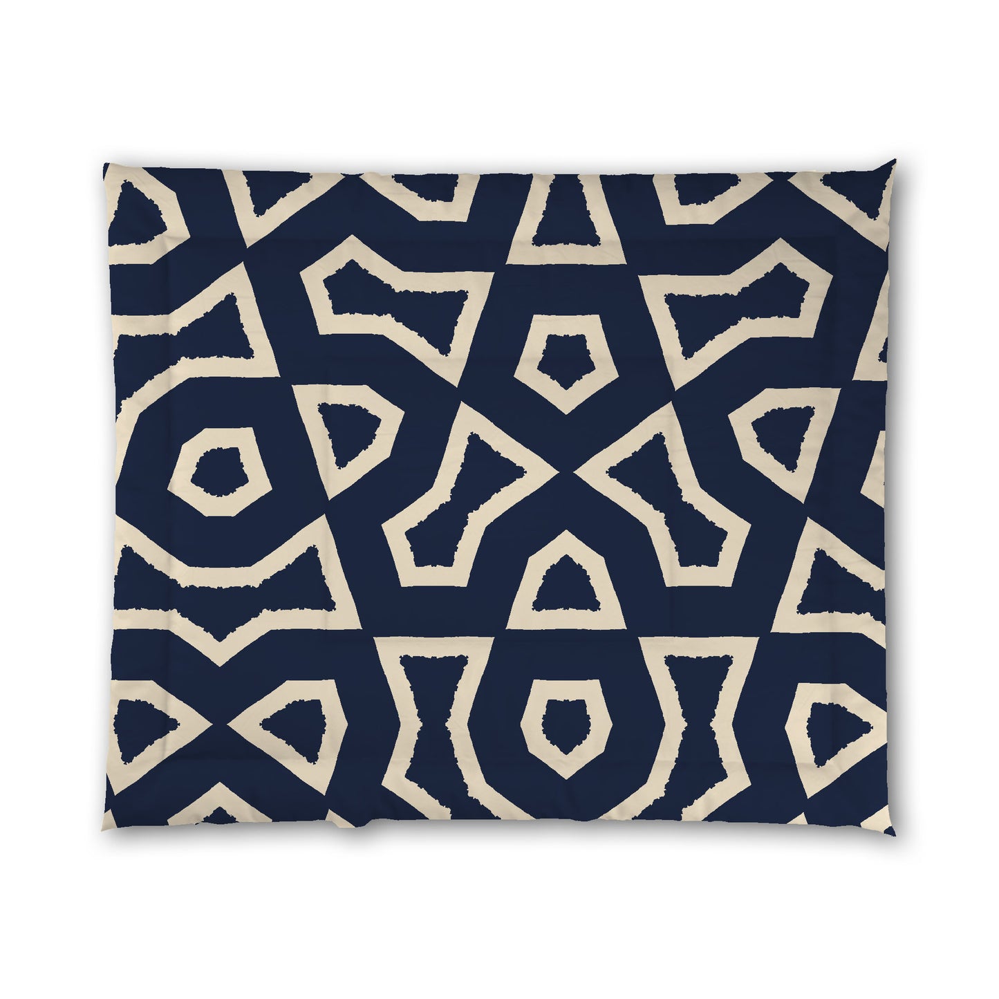 Navy Blue Microfiber Comforter, Bold Beige Graphic, King (width x length) 104 x 88 inches / 264 x 224 cm