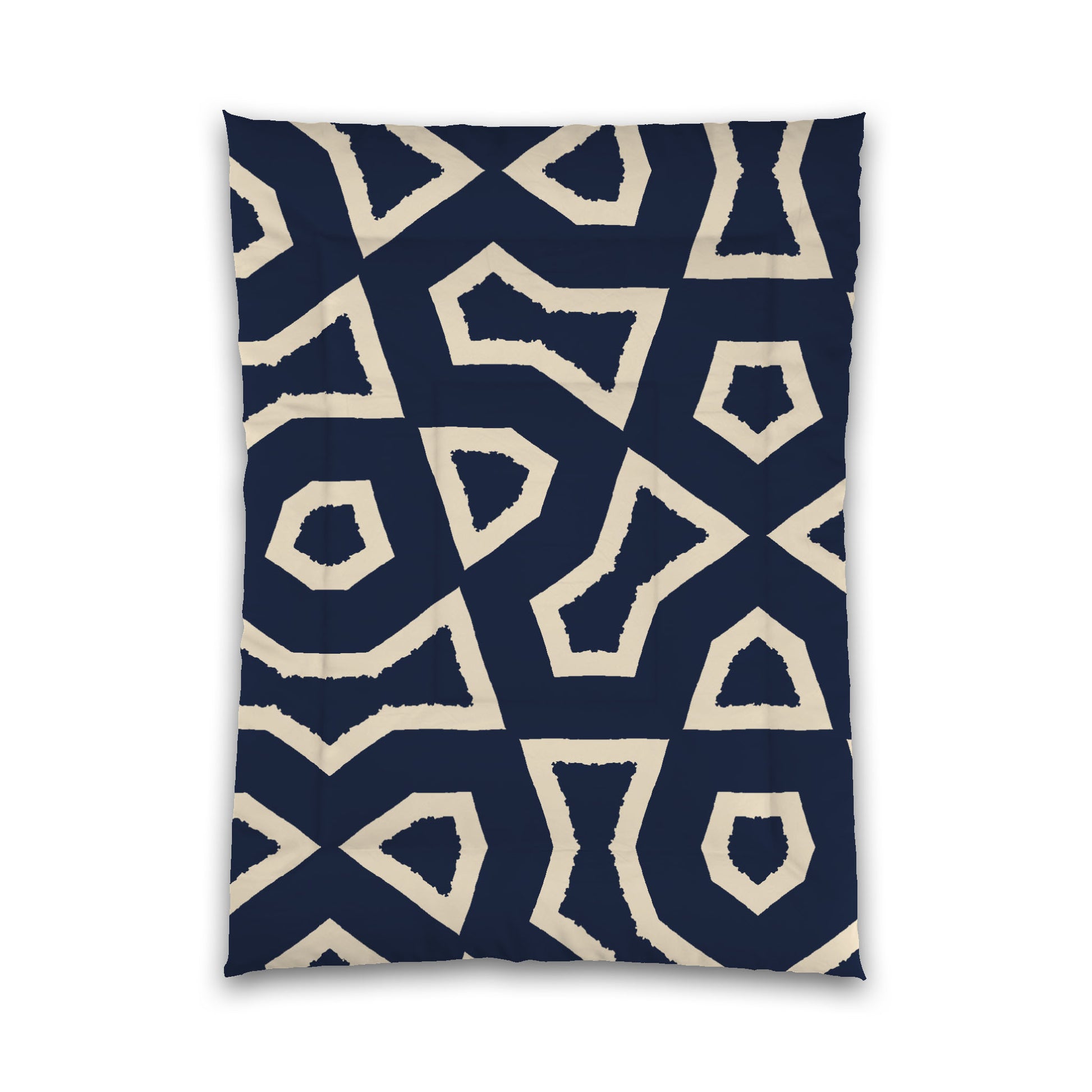 Navy Blue Microfiber Comforter, Bold Beige Graphic, Twin (width x length) 68 x 88 inches / 173 x 224 cm