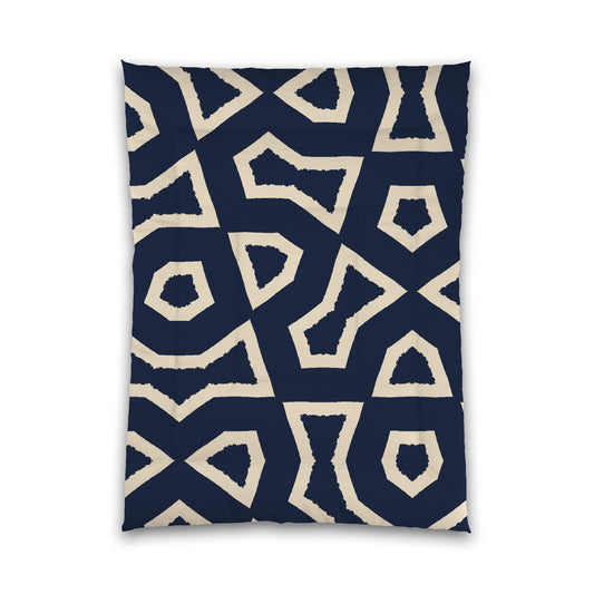 Navy Blue Microfiber Comforter, Bold Beige Graphic, Twin (width x length) 68 x 88 inches / 173 x 224 cm