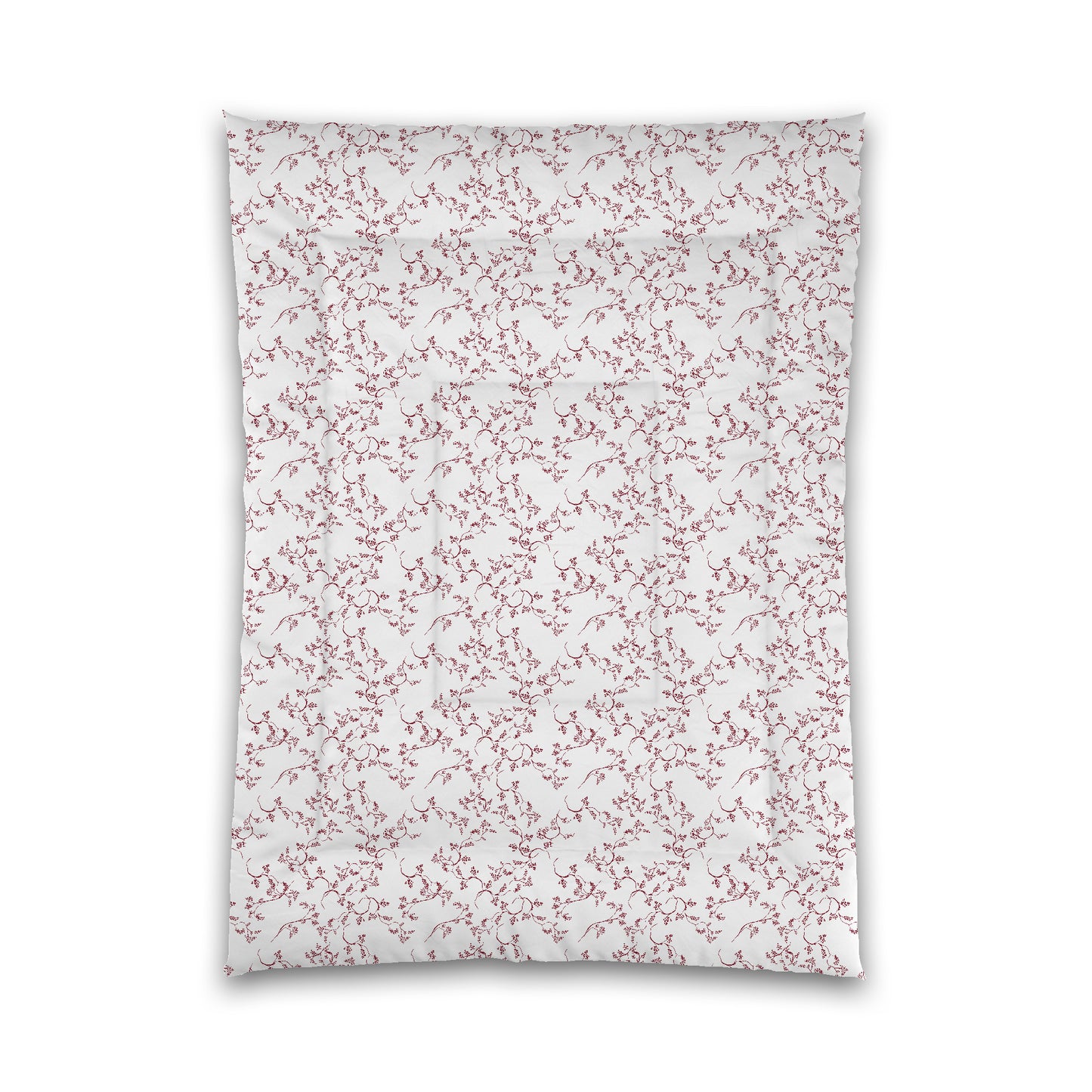 White Microfiber Comforter, Burgundy Red Hand-painted Vine Print | MFCO-1281-181