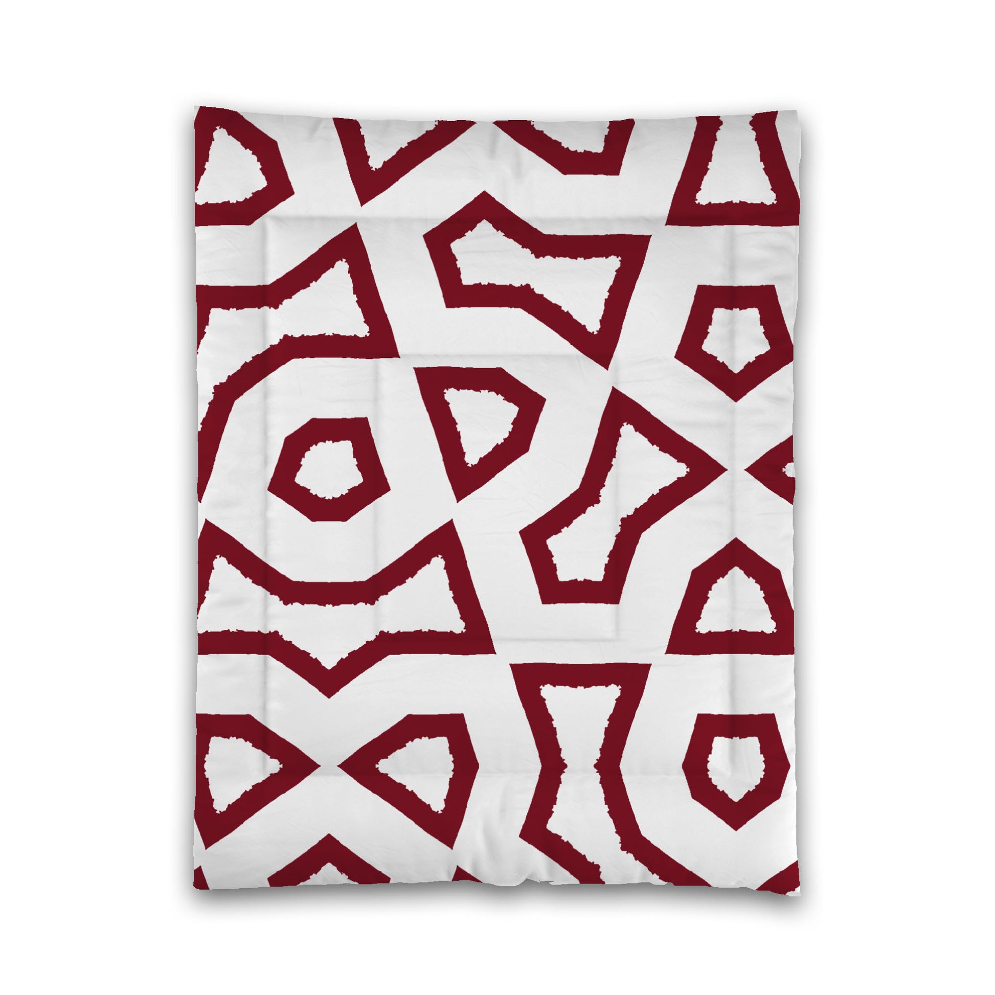 White Microfiber Comforter, Bold Burgundy Red Graphic, Twin (width x length) 68 x 88 inches / 173 x 224 cm