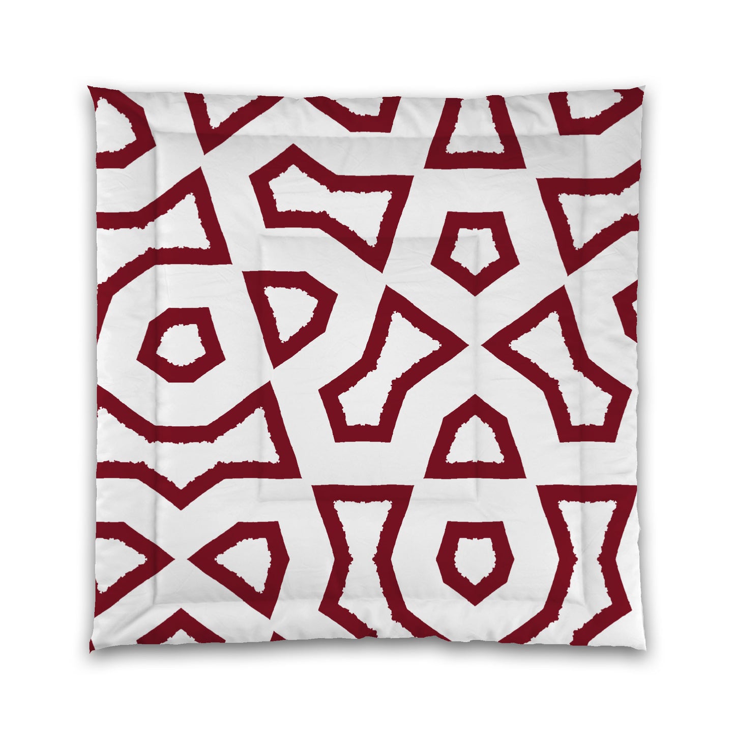 White Microfiber Comforter, Bold Burgundy Red Graphic, Queen (width x length) 88 x 88 inches / 224 x 224 cm