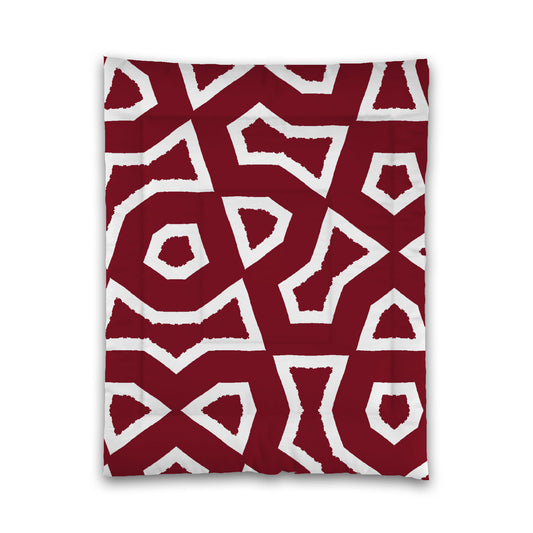 Burgundy Red Microfiber Comforter, Bold White Graphic, Twin (width x length) 68 x 88 inches / 173 x 224 cm