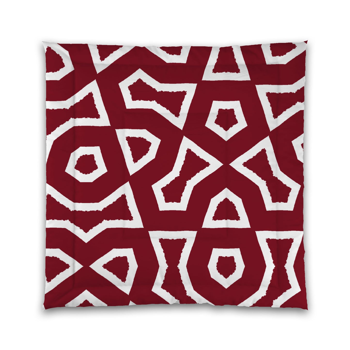 Burgundy Red Microfiber Comforter, Bold White Graphic, Queen (width x length) 88 x 88 inches / 224 x 224 cm