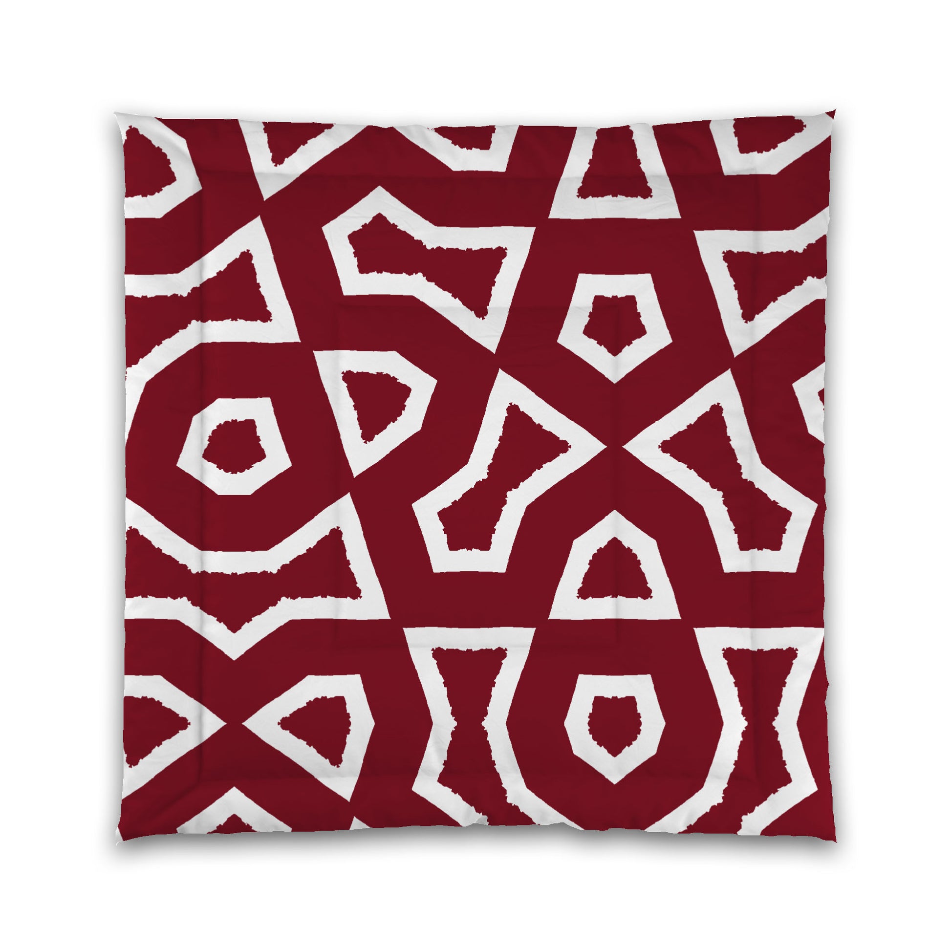 Burgundy Red Microfiber Comforter, Bold White Graphic, Queen (width x length) 88 x 88 inches / 224 x 224 cm