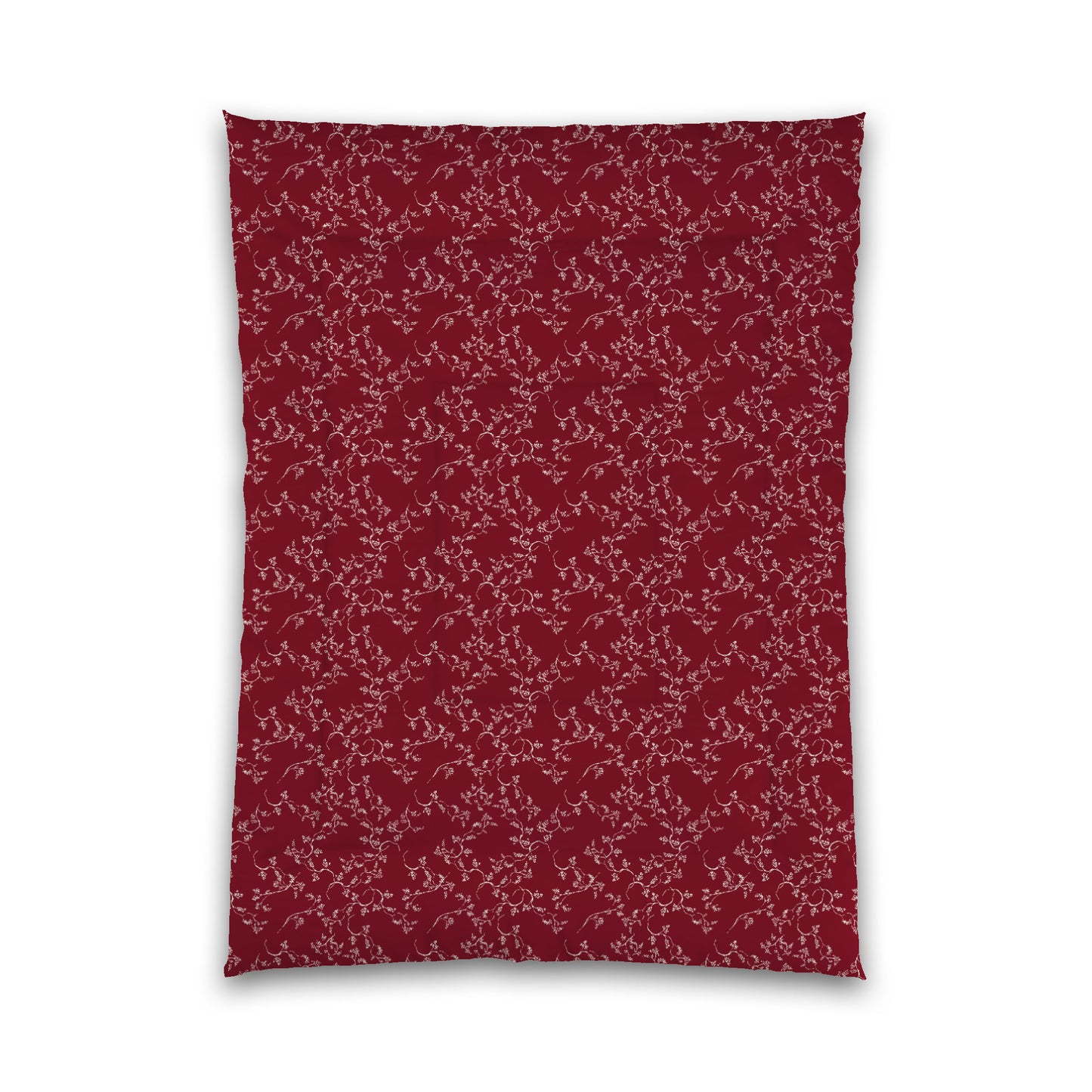 Burgundy Red Microfiber Comforter, Pale Cream Hand-painted Vine Print, Twin XL (width x length) 68 x 92 inches /  173 x 234 cm