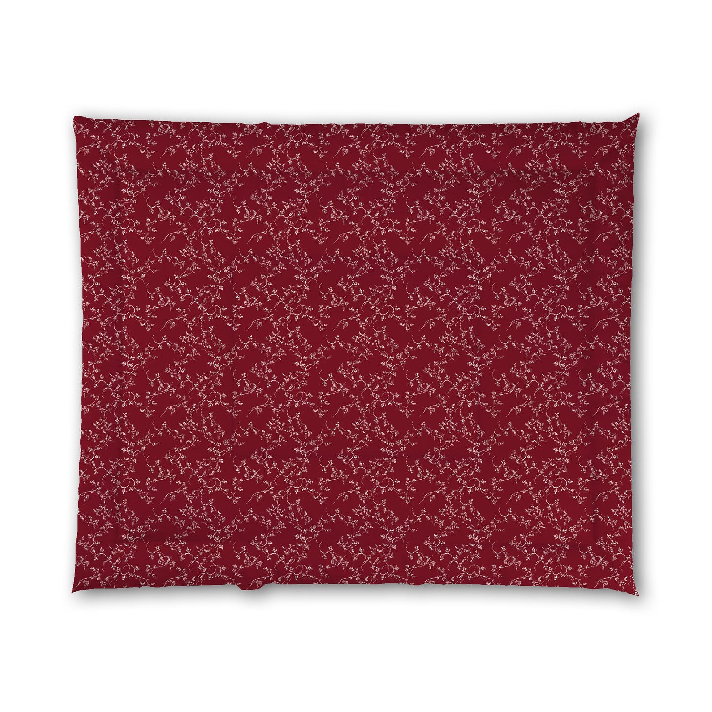 Burgundy Red Microfiber Comforter, Pale Cream Hand-painted Vine Print, King (width x length) 104 x 88 inches / 264 x 224 cm