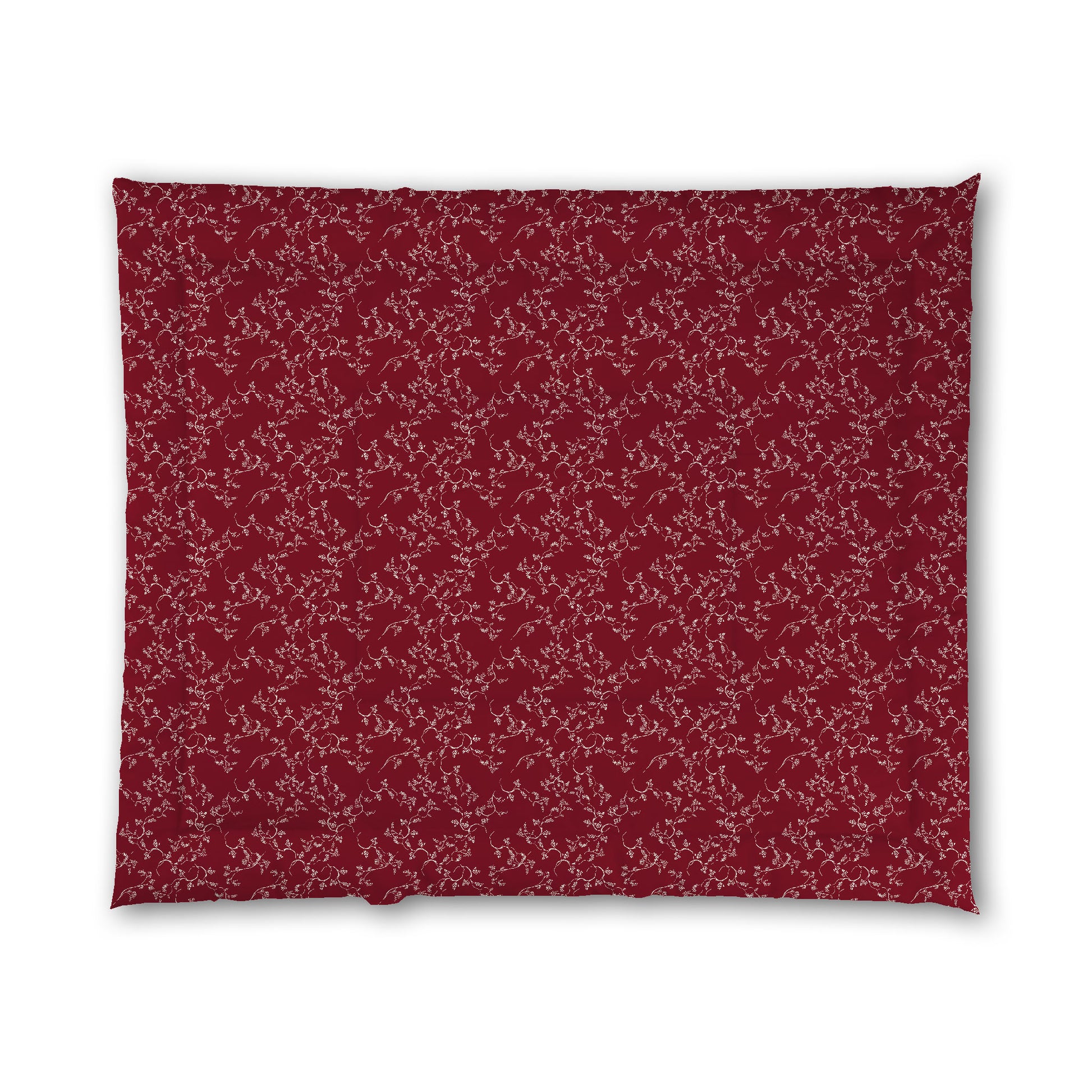 Burgundy Red Microfiber Comforter, Pale Cream Hand-painted Vine Print, King (width x length) 104 x 88 inches / 264 x 224 cm