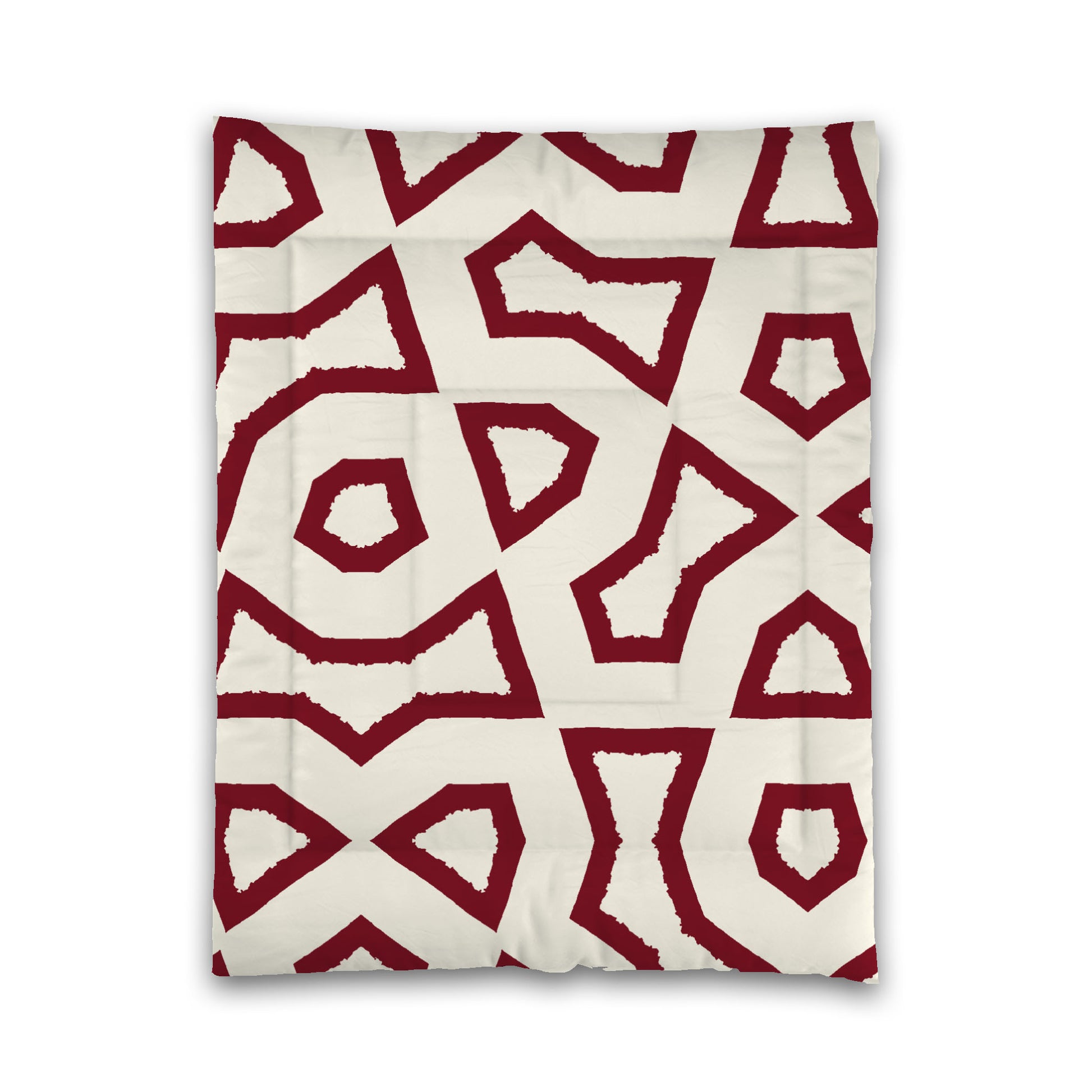 Pale Cream Microfibre Comforter, Bold Burgundy Red Graphic, Twin (width x length) 68 x 88 inches / 173 x 224 cm