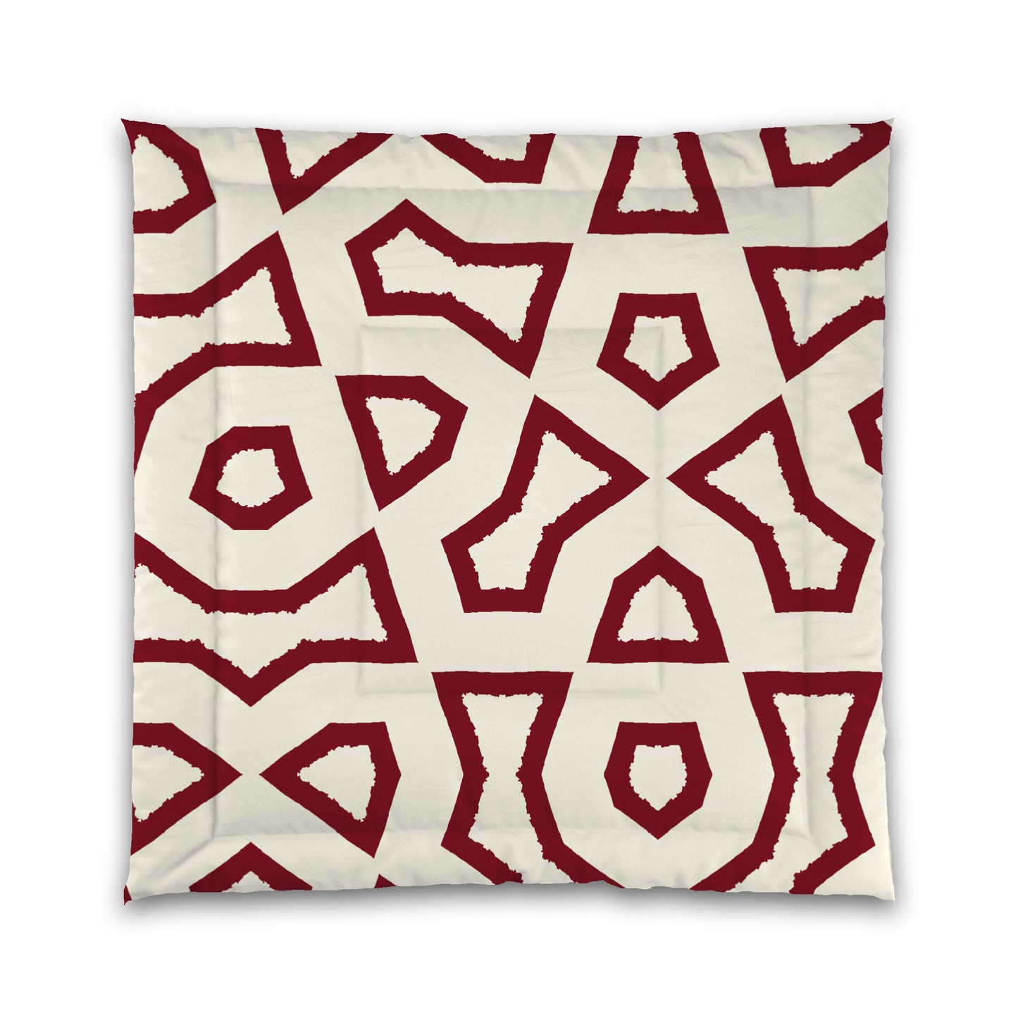 Pale Cream Microfibre Comforter, Bold Burgundy Red Graphic, Queen (width x length) 88 x 88 inches / 224 x 224 cm