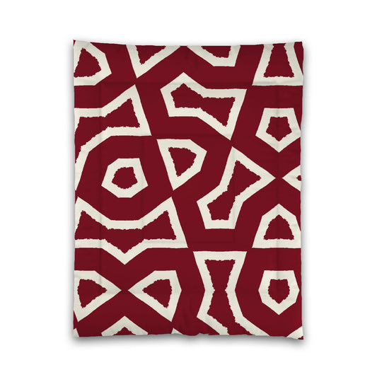 Burgundy Red Microfiber Comforter, Bold Pale Cream Graphic, Twin (width x length) 68 x 88 inches / 173 x 224 cm
