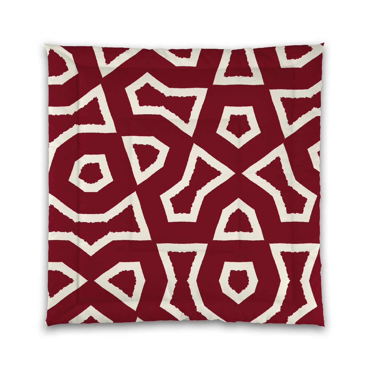 Burgundy Red Microfiber Comforter with Pale Cream Labyrinth Print | Queen - 88 x 88 inches