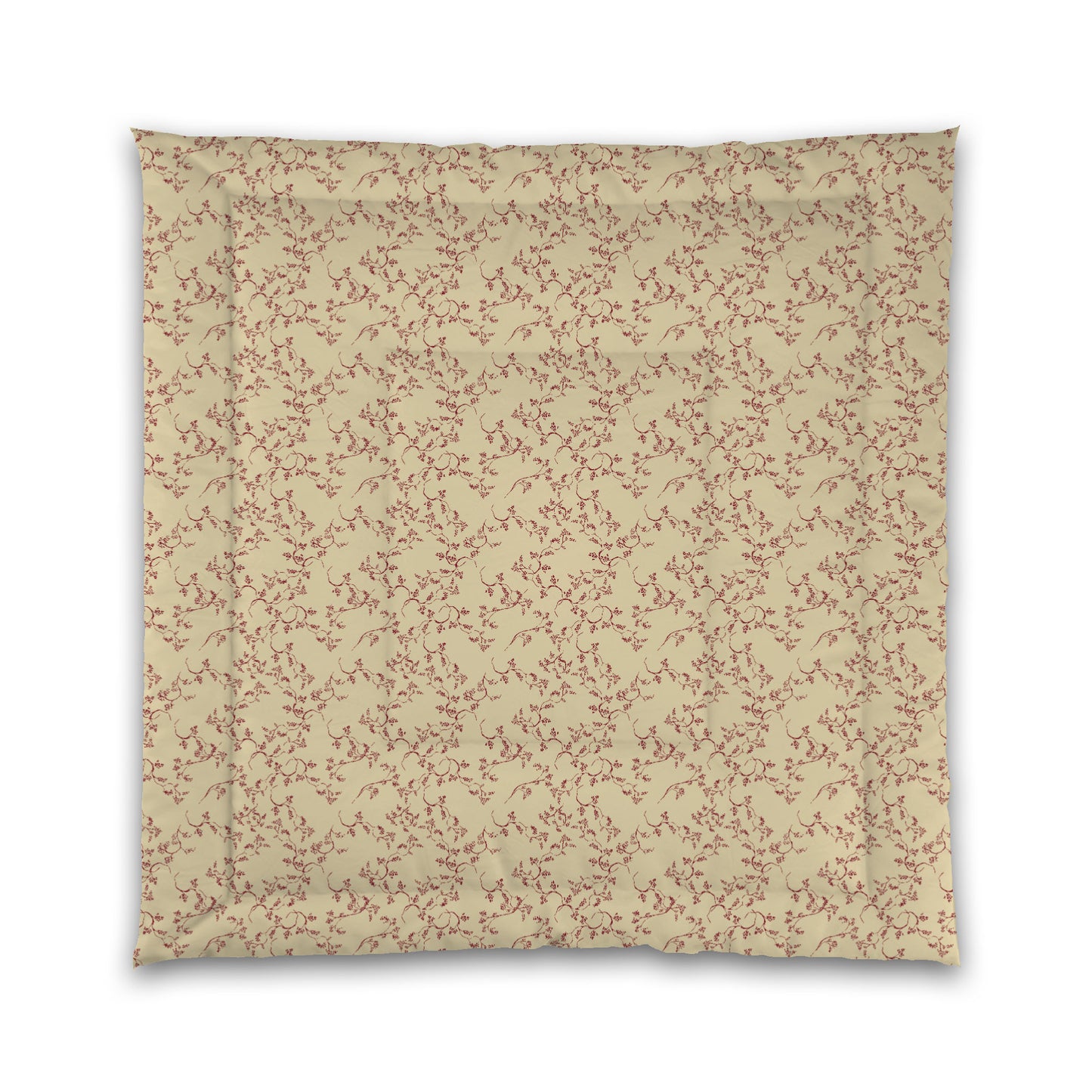 Desert Sand Microfibre Comforter, Burgundy Red Hand-painted Vine Print, Queen (width x length) 88 x 88 inches / 224 x 224 cm